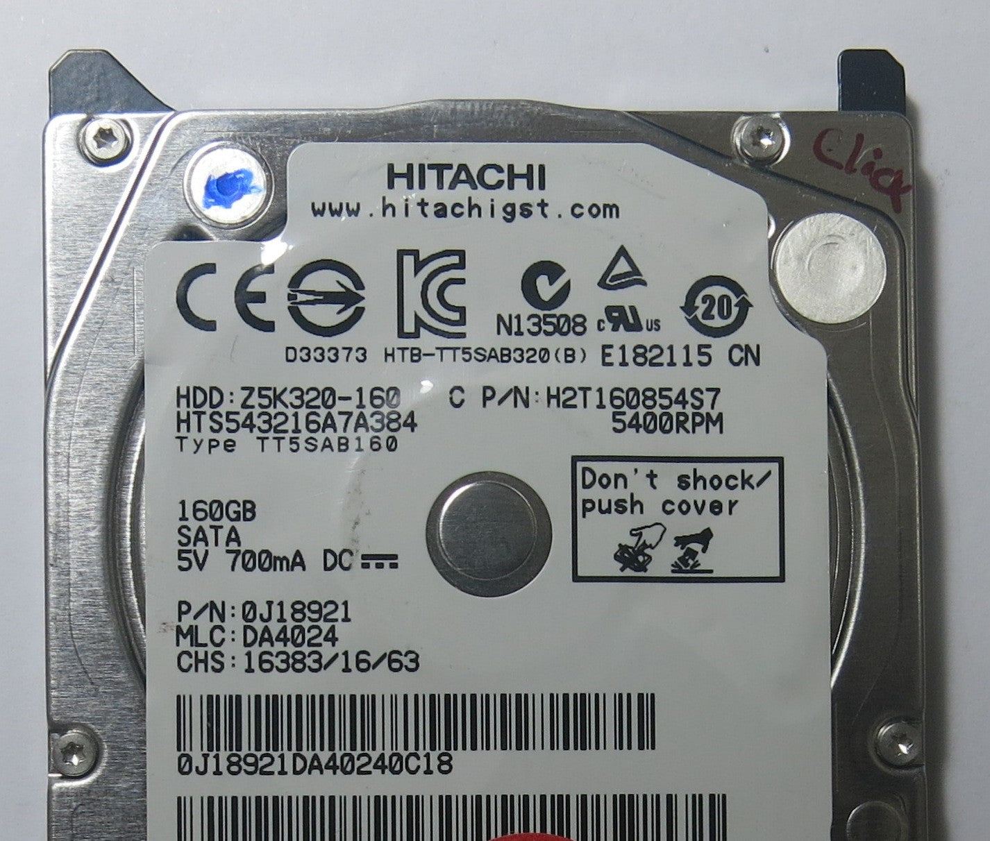 HITACHI  HTS543216A7A384 MLC DA4024 220  0A90269 01 PCB
