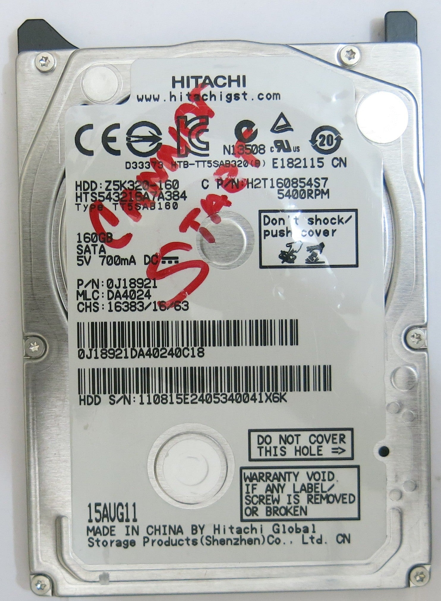 HITACHI HTS543216A7A384 MLC DA4024 220 0A90269 01 PCB