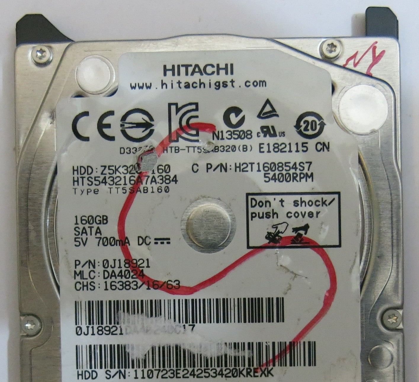 HITACHI HTS543216A7A384 MLC DA4024 220 0A90269 01 PCB
