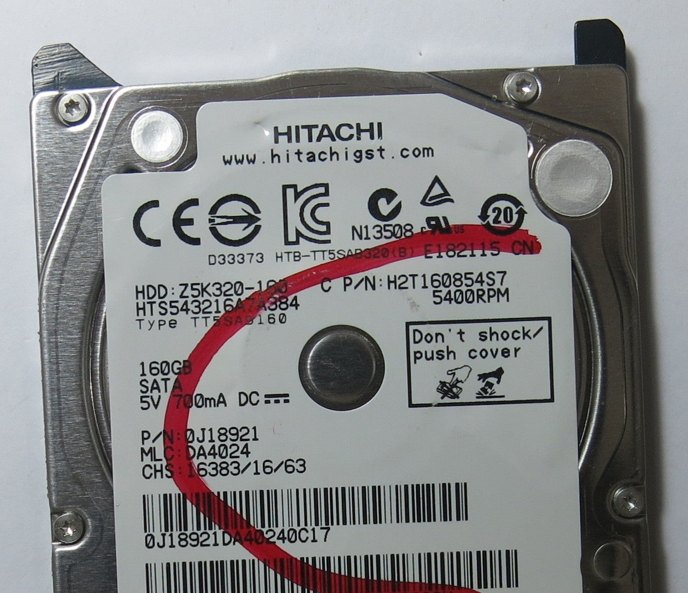 HITACHI HTS543216A7A384 MLC DA424 220  0A90269 01 PCB