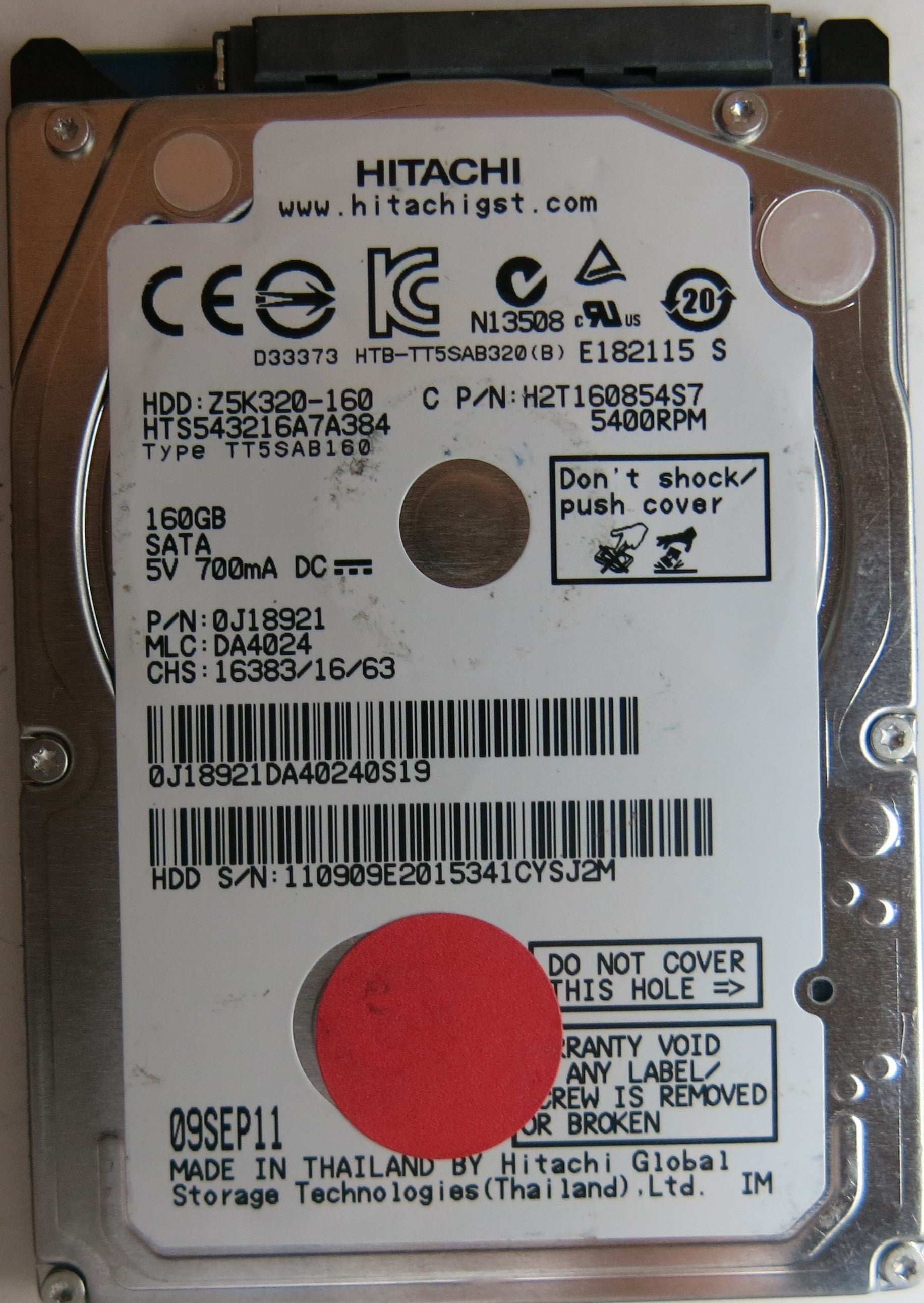 HTS543216A7A384 PN 0J18921 MLC DA4024 160GB
