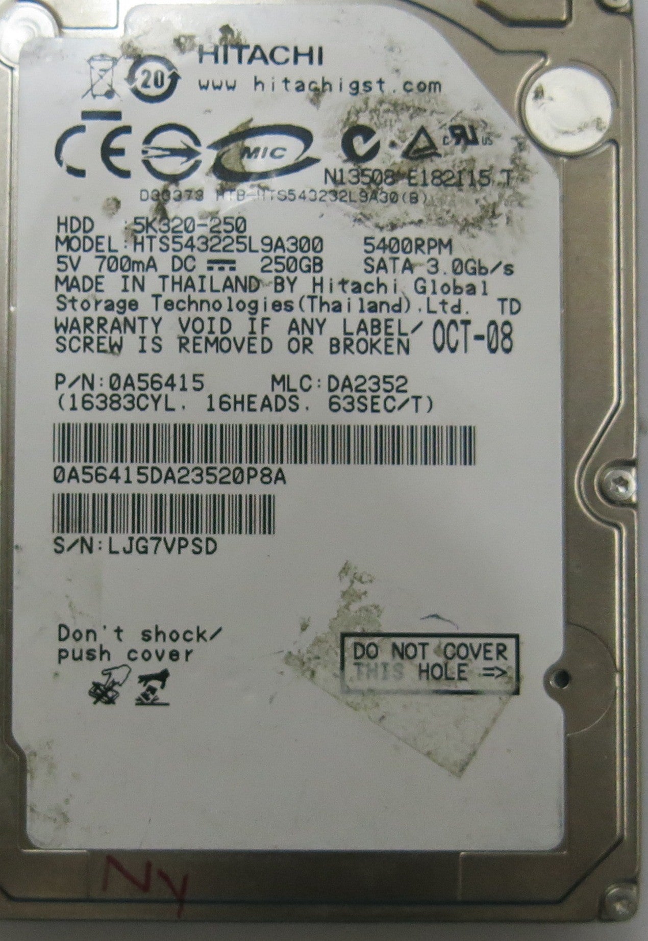HITACHI HTS543225L9A300 MLC DA2352 220 0A90002 01 PCB