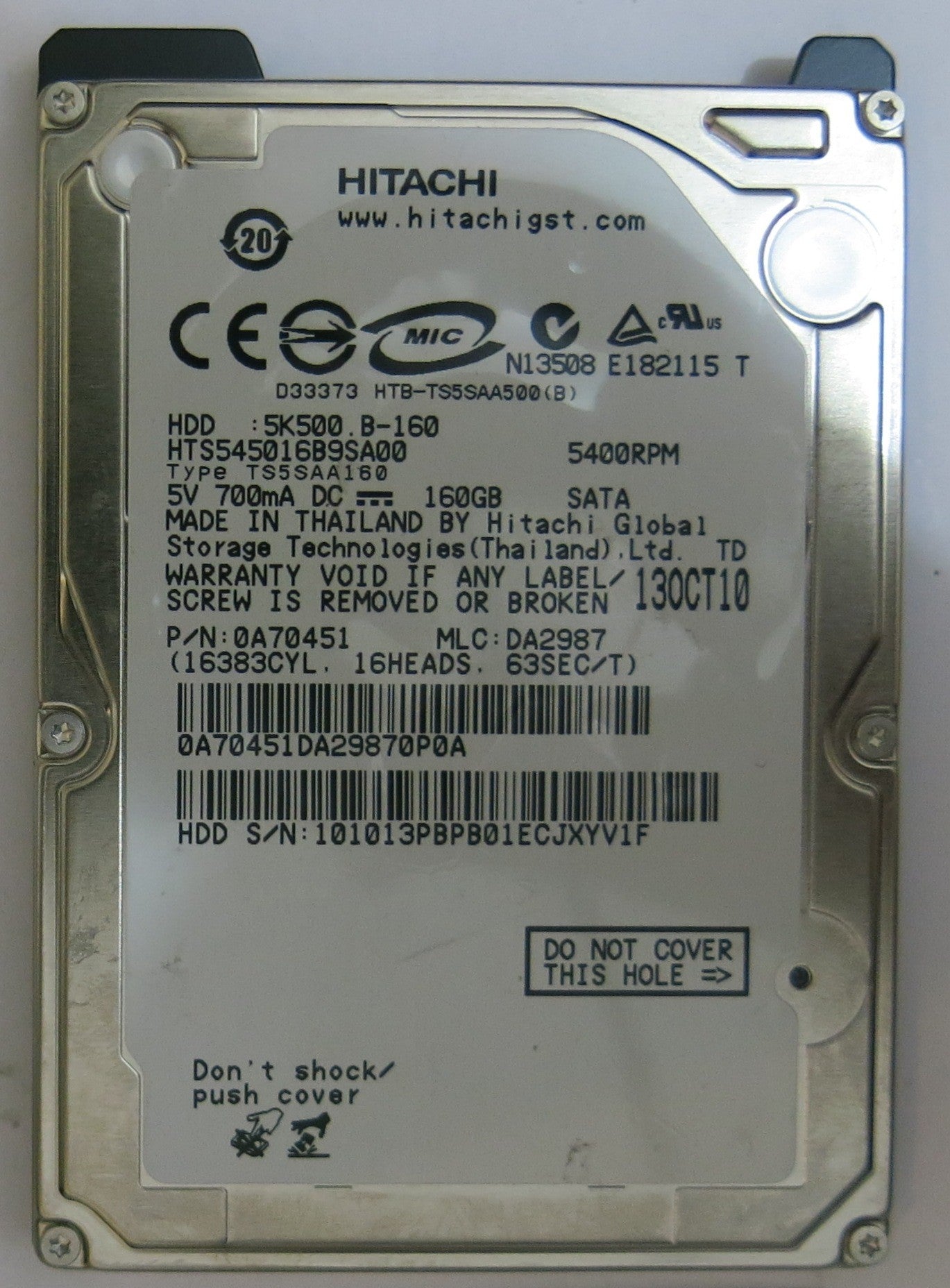 HITACHI HTS545016B9SA00 MLC DA2987 220 0A90161 01 PCB