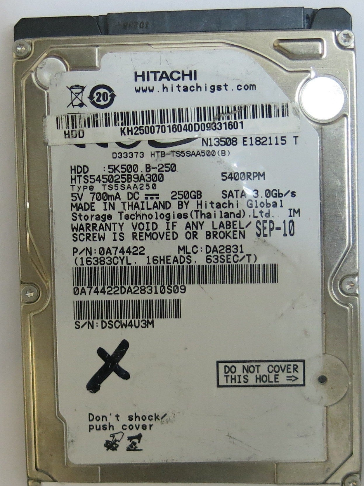 HITACHI HTS545025B9A300 MLC DA2831 220 0A90161 01 PCB