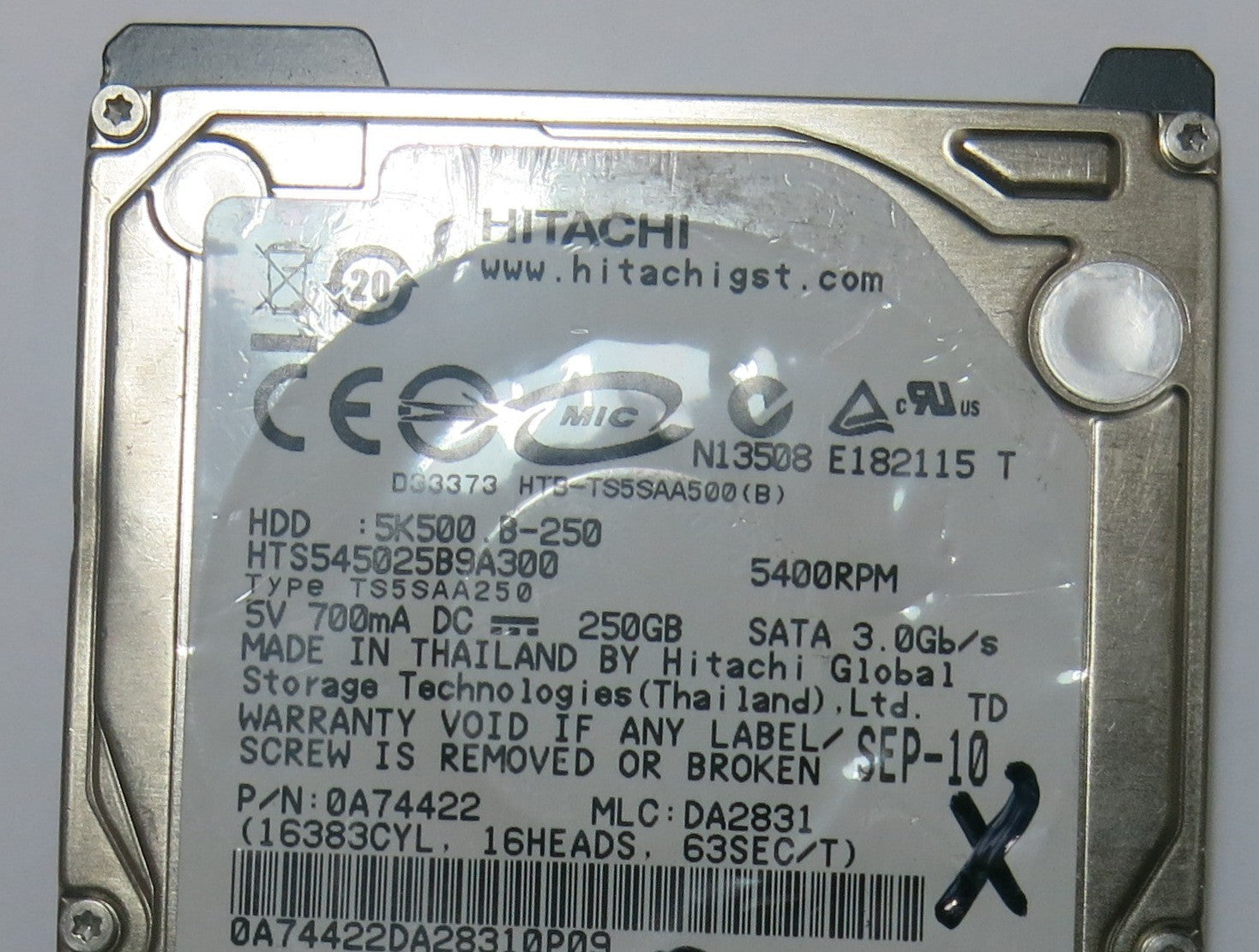 HITACHI  HTS545025B9A300 MLCDA2831 220 0A90161 01 PCB
