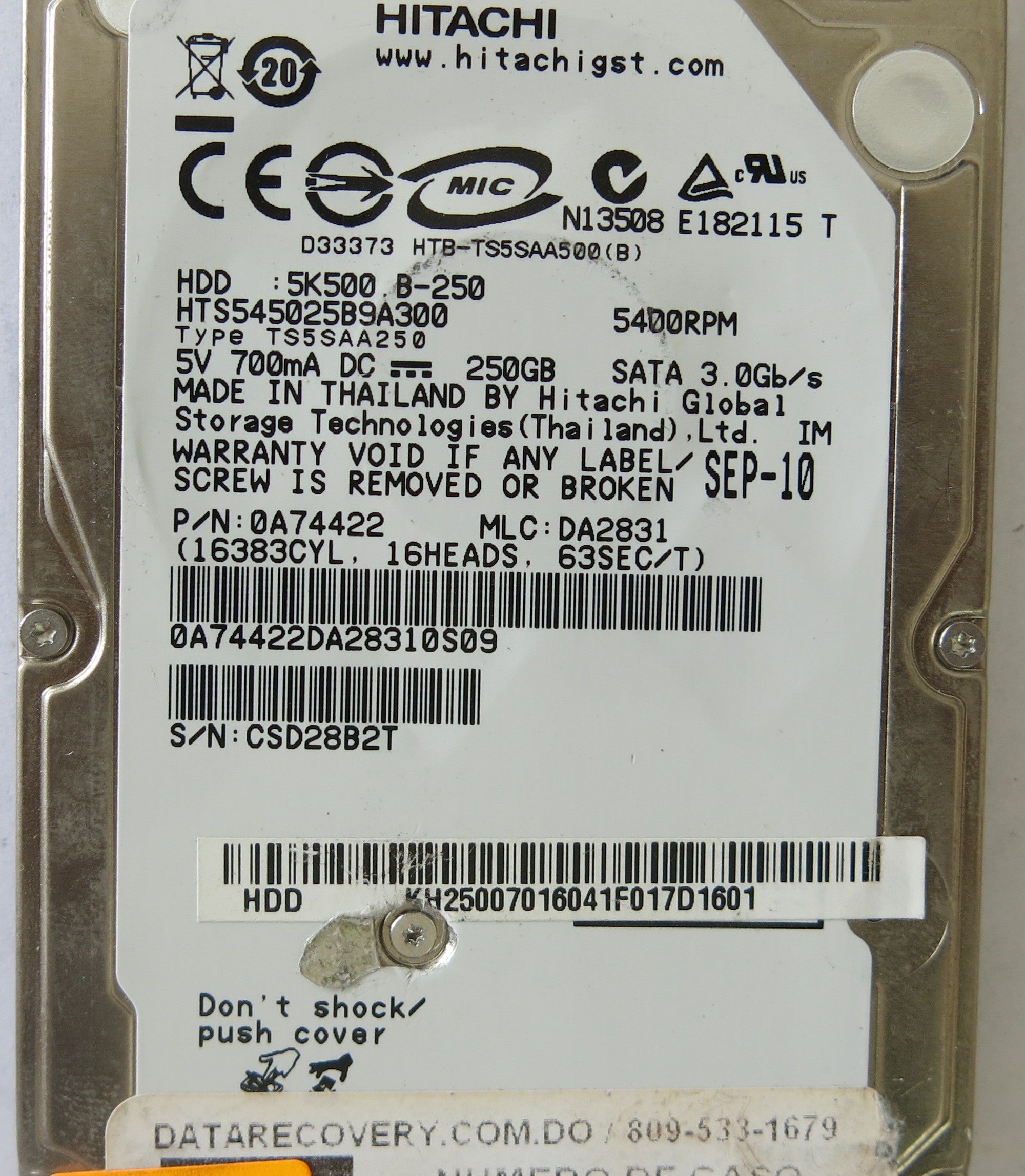 HITACHI HTS545025B9A300 P/N 0A74422 PCB 220 0A90161 01