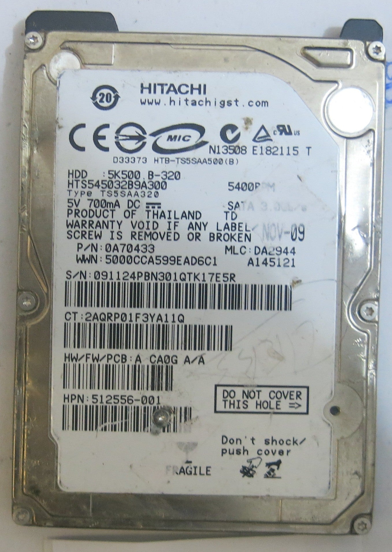 HITACHI  HTS545032B9A300 MLCDA2944 220 0A90161 01 PCB