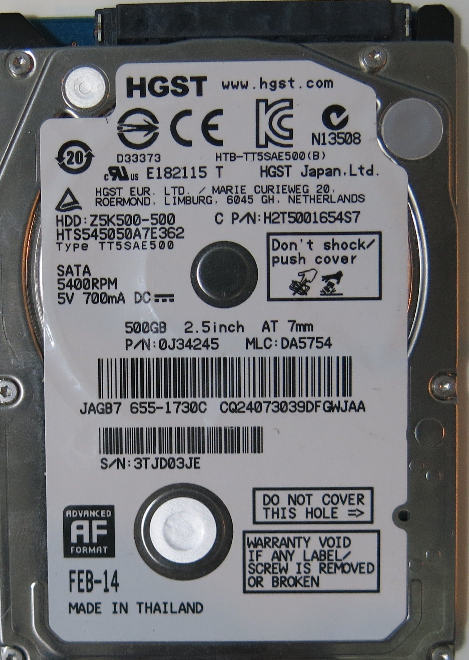 HTS545050A7E362 PCB 220 0A90350 01,  500.GB