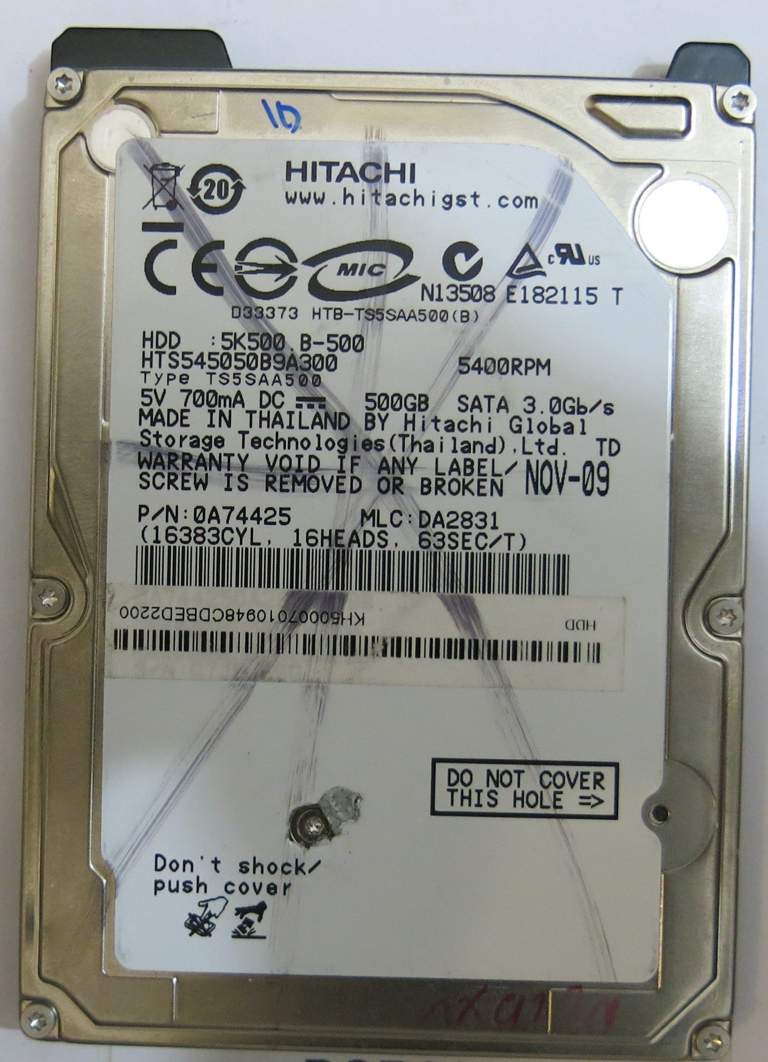 HITACHI HTS545050B9A300 MLC DA2331 220 0A90161 01 PCB