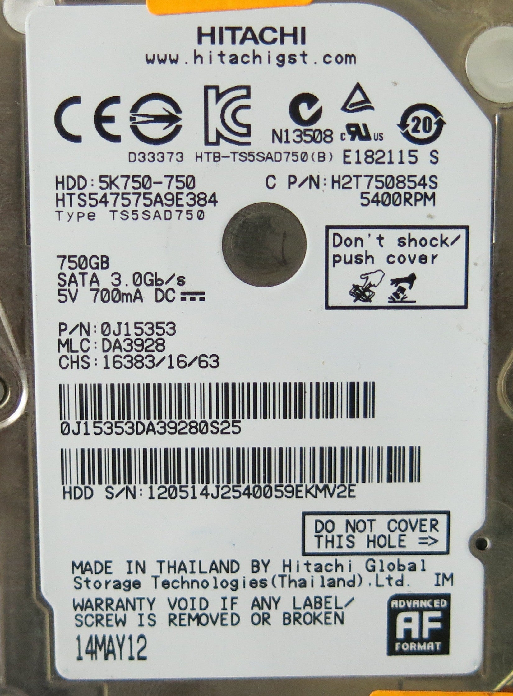 HITACHI HTS547575A9E384 P/N0J15353 PCB 220 0A90269 01