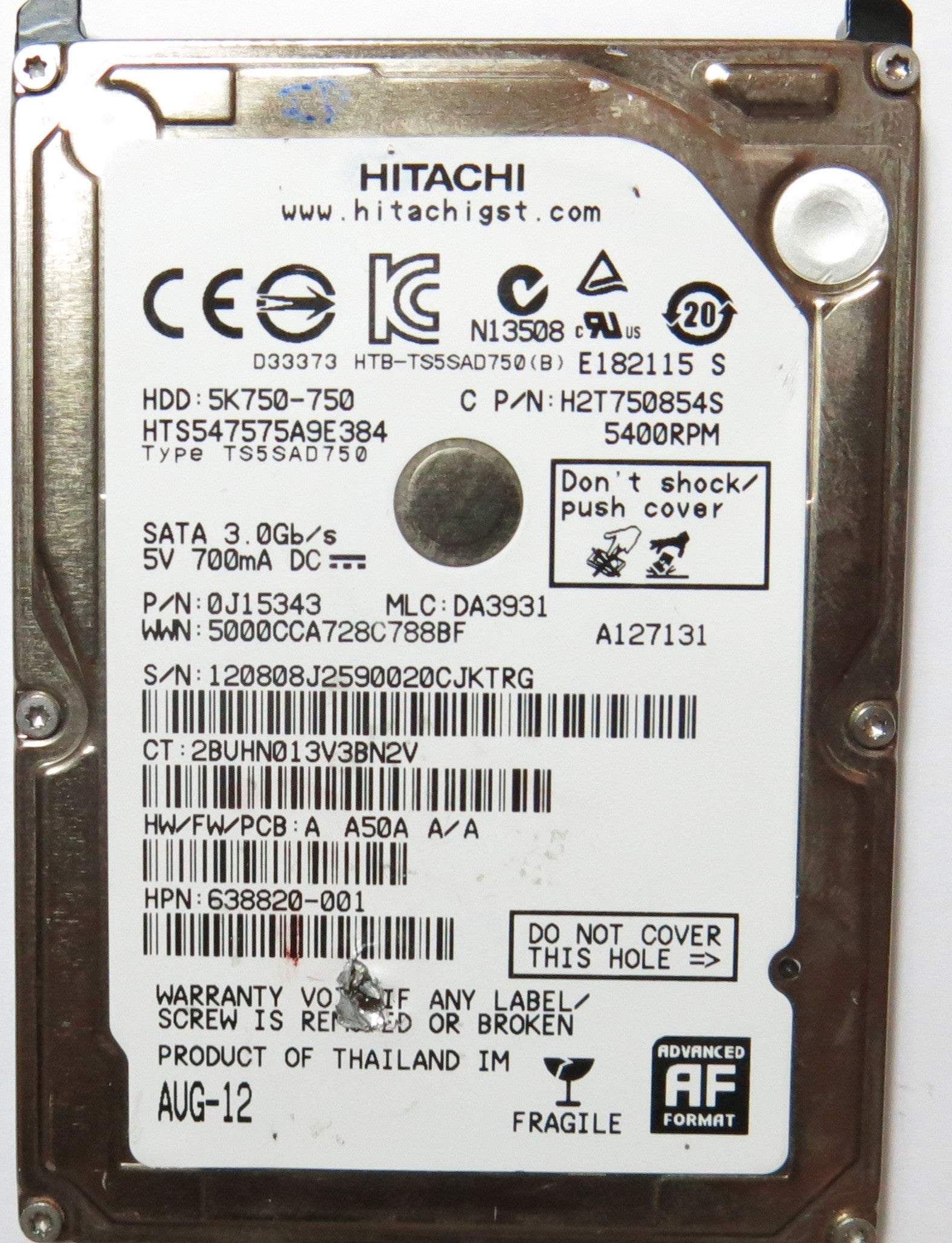 HITACHI HTS547575A9E384,  PCB