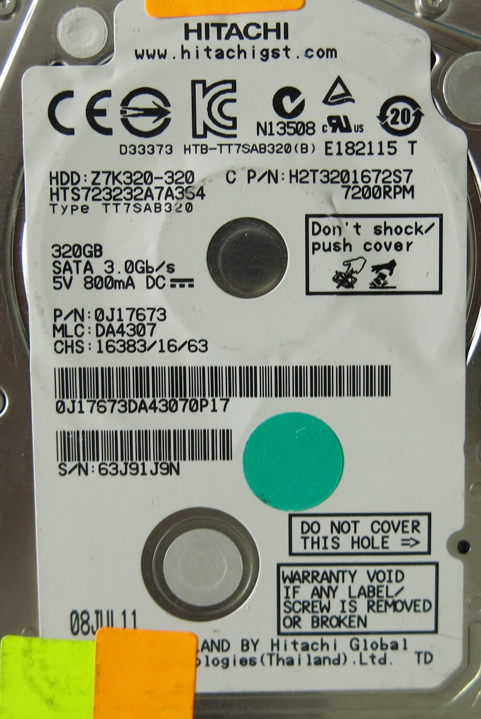 HITACHI HTS723232A7A354 P/N 0J17673 PCB 220 0A90269 01