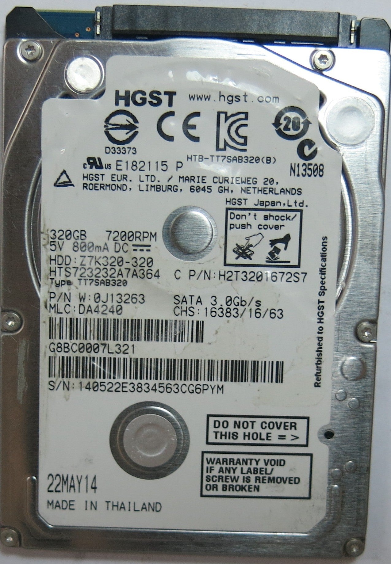 HTS723232A7A364 PN 0J13263FW DA4240 320,GB