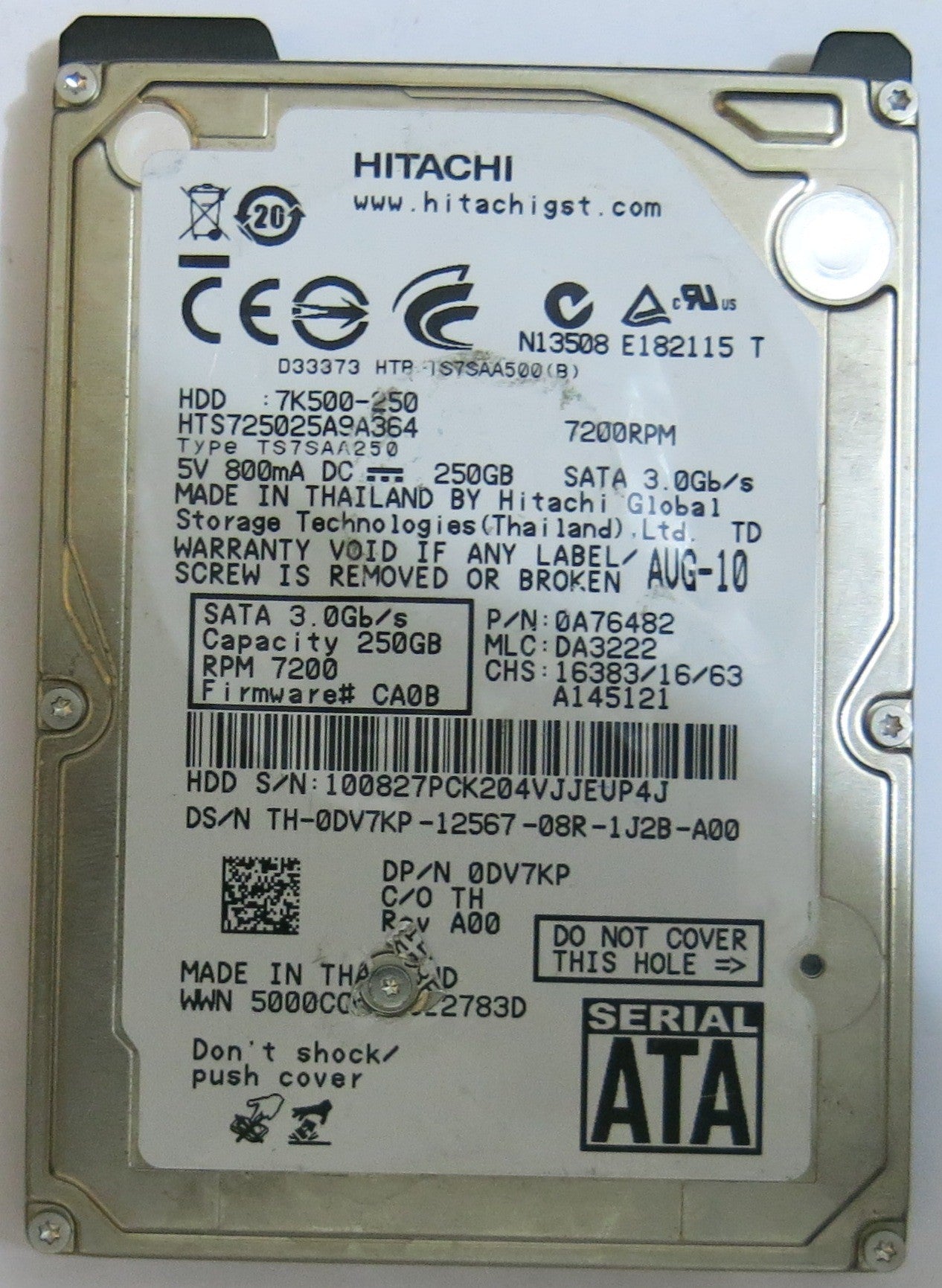 HITACHI HTS725025A9A364 MLC DA3222 220 0A90161 01 PCB