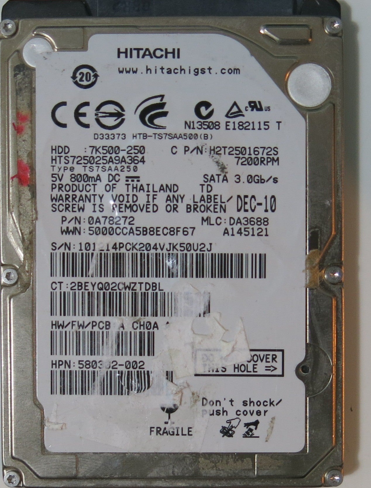 HITACHI HTS725025A9A364 PCB 220 0A90161 01,