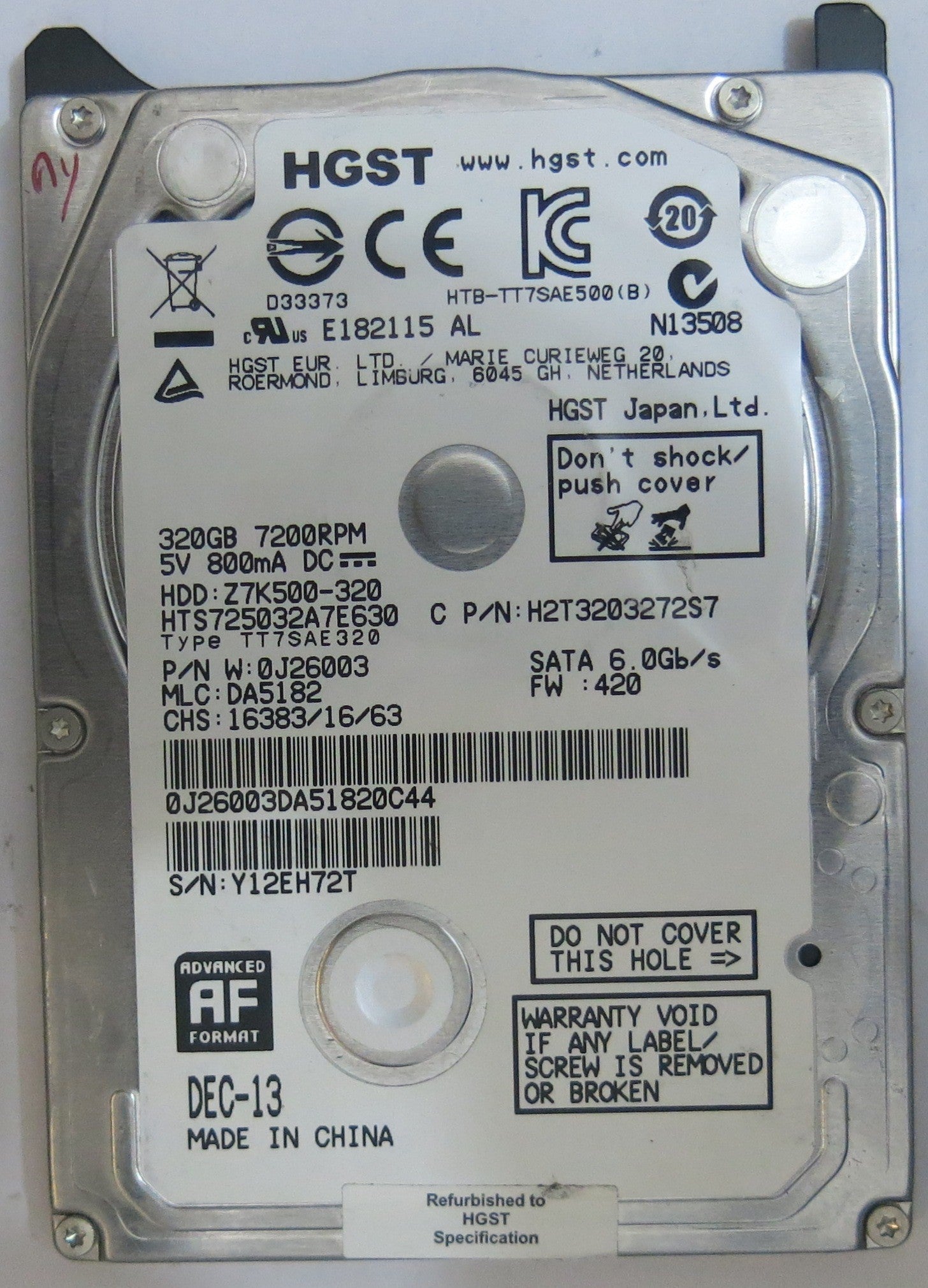HITACHI HTS725032A7E630 MLC DA5182 220 0A90351 01 PCB