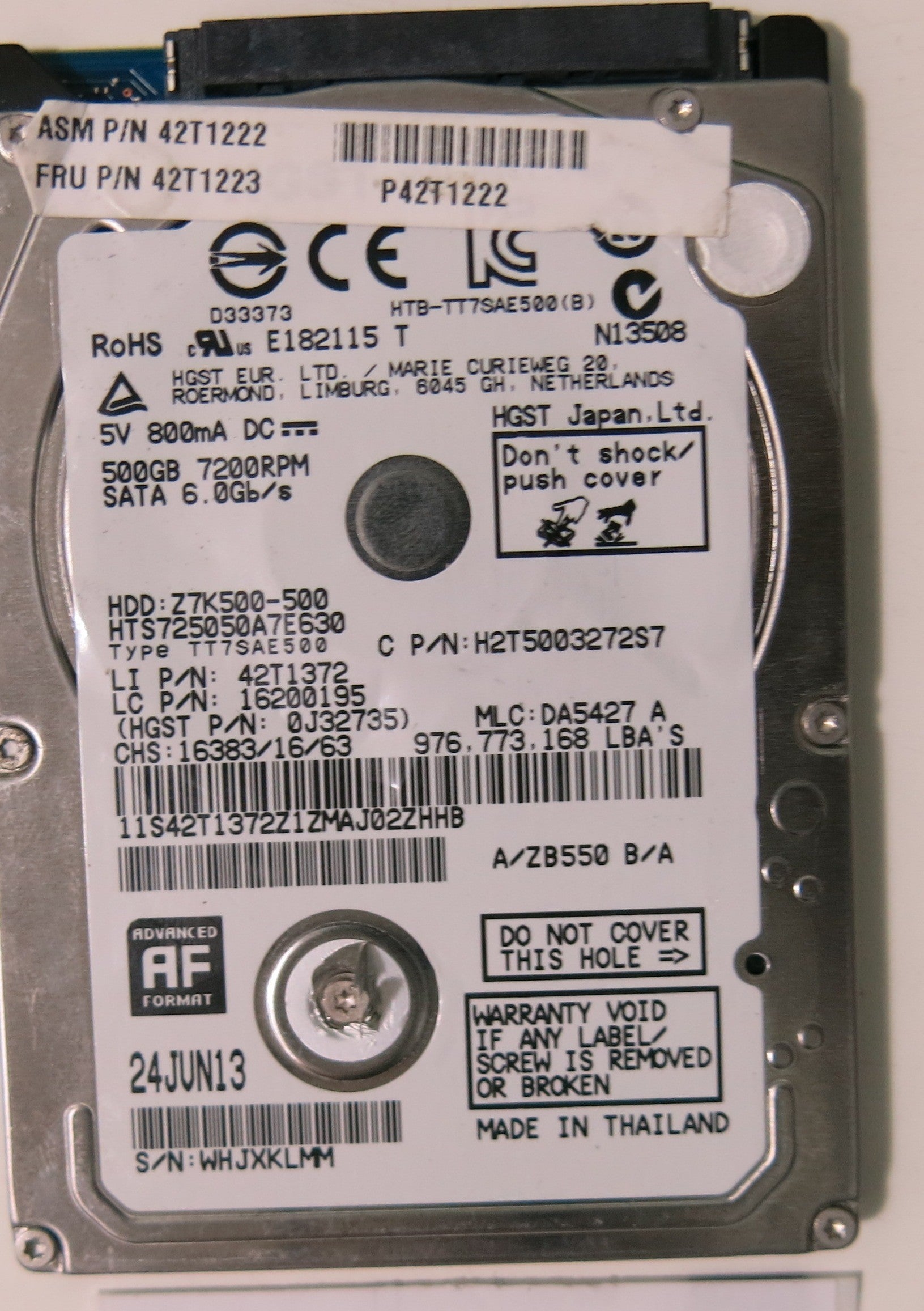 HTS725050A7E630 PCB 220 0A90351 01,  500.GB