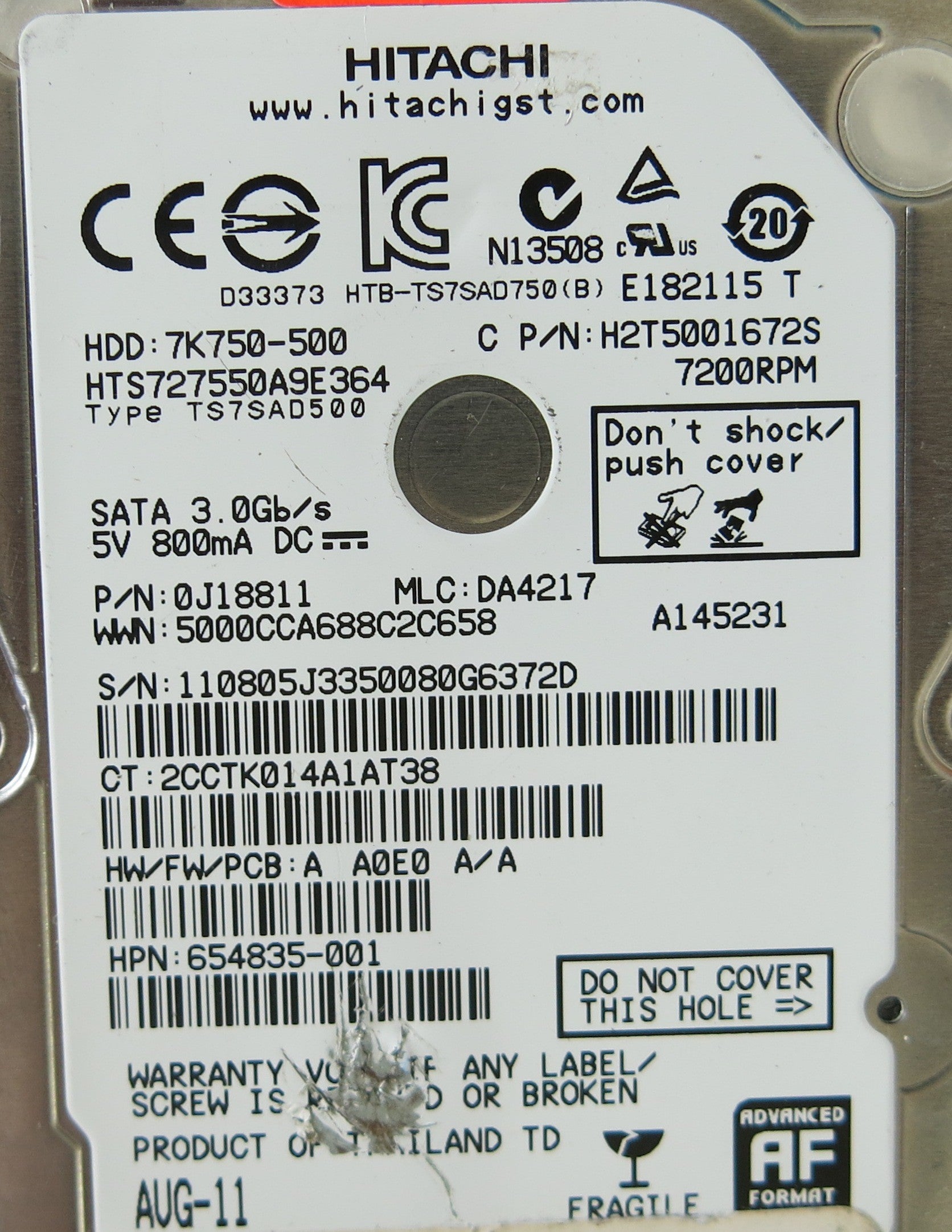 HITACHI HTS727550A9E364 P/N01J8811 PCB  220 0A90269 01