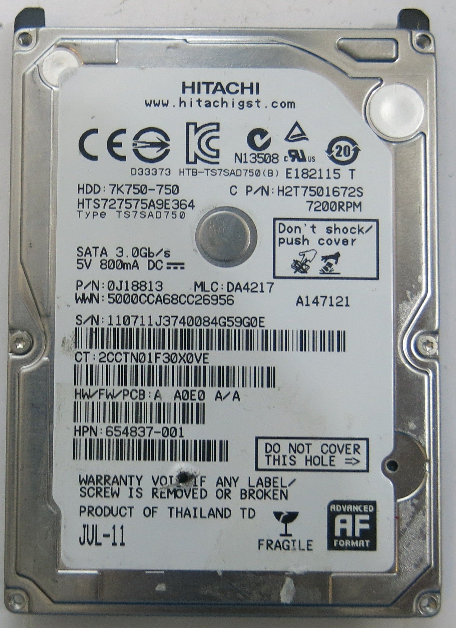 HITACHI HTS727575A9E364 MLC DA4217 220 0A90269 01 PCB