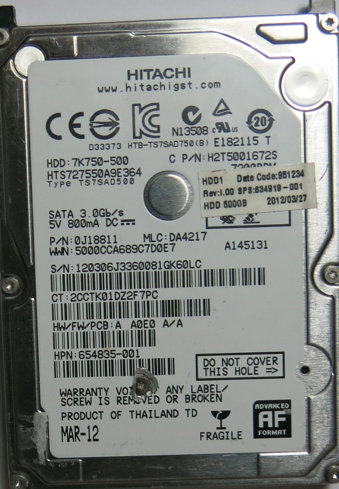 HITACHI HTS727575A9E364,  PCB