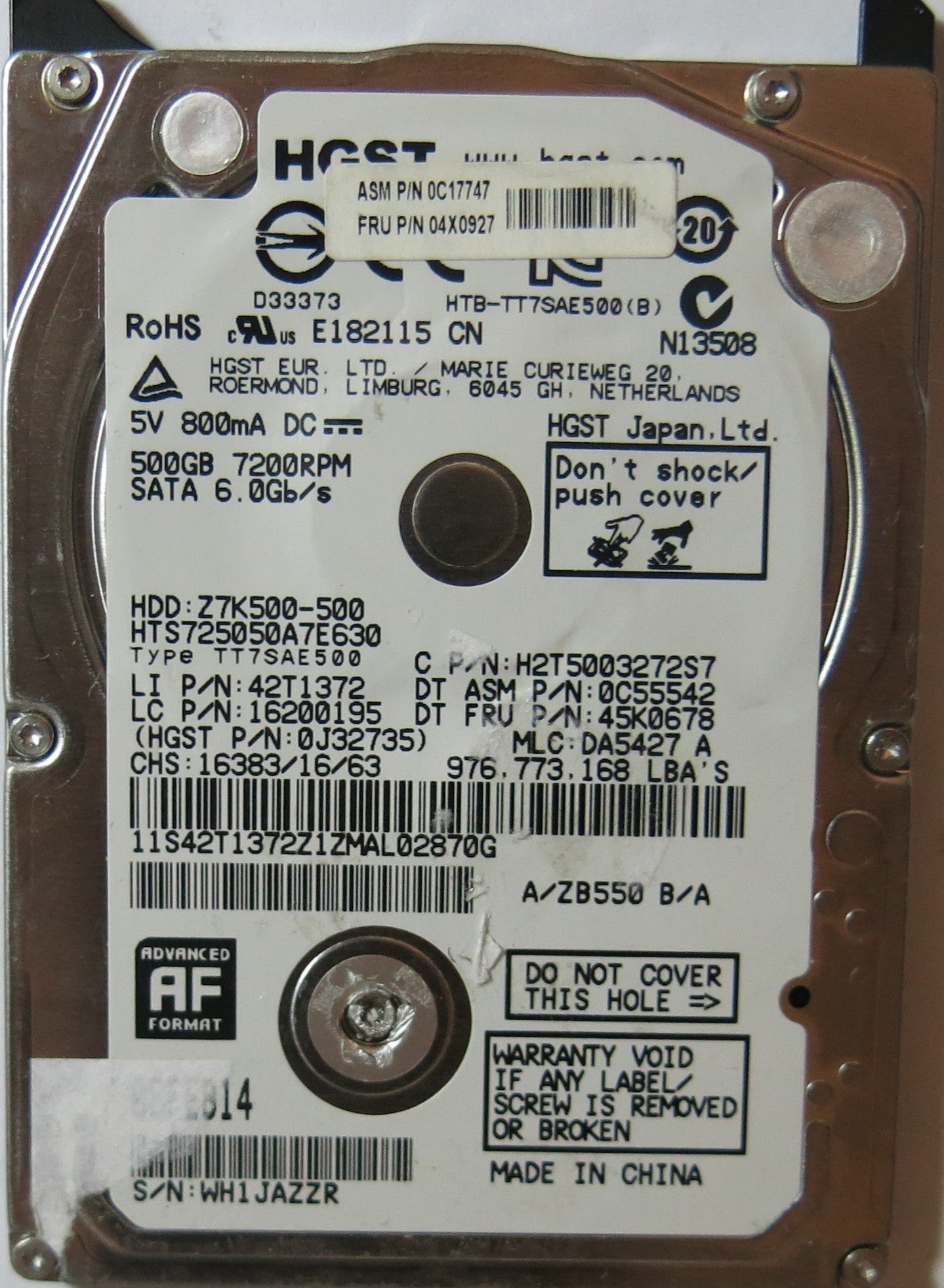 HITACHI HTS75050A7E360,  PCB