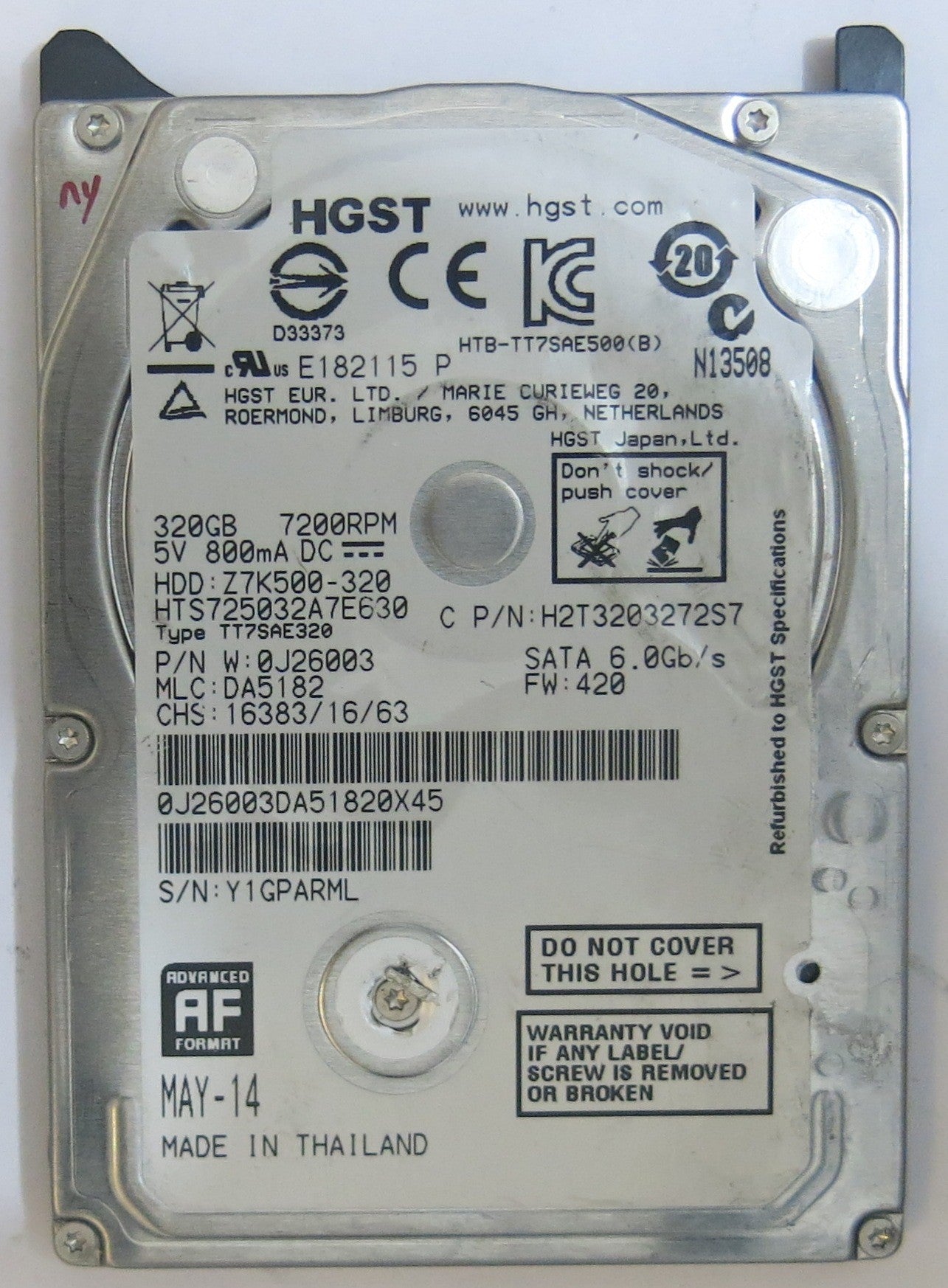 HITACHI HTS755032A7E360 MLC DA5183 220 0A90351 01 PCB