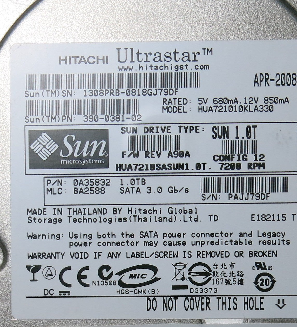 HITACHI HUA721010KLA330,  PCB