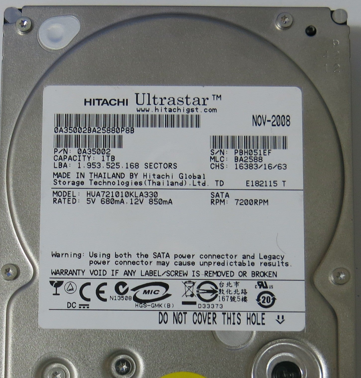 HITACHI HUA721010KLA330,  PCB