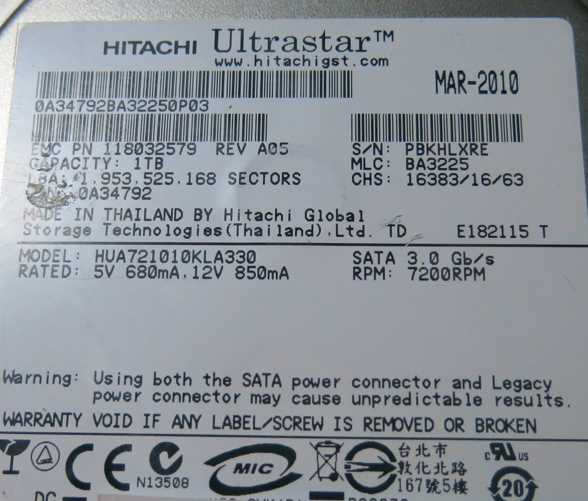 HITACHI HUA721010KLA330,  PCB