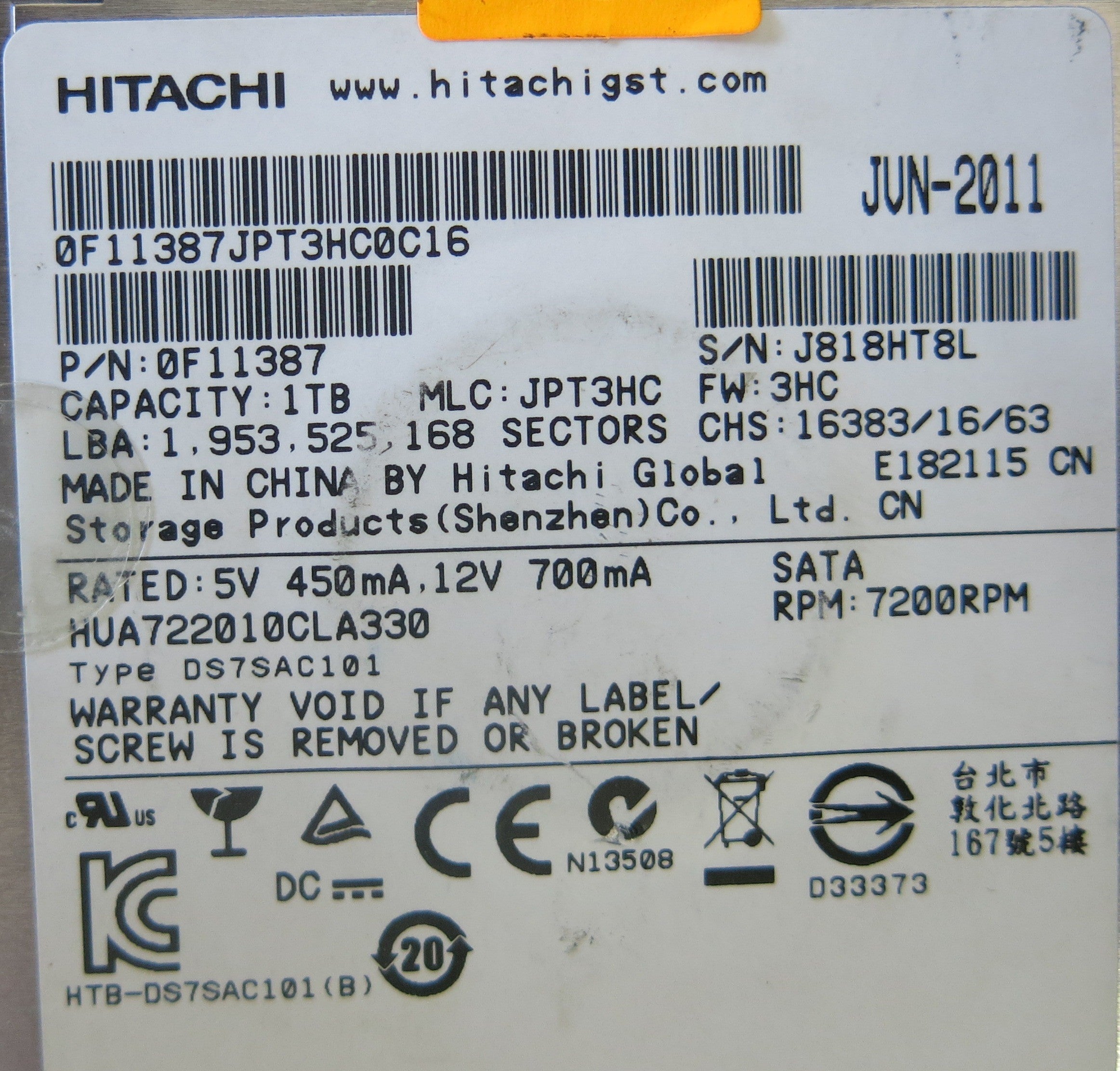 HITACHI HUA722010CLA330 110 0A90188 01 PCB