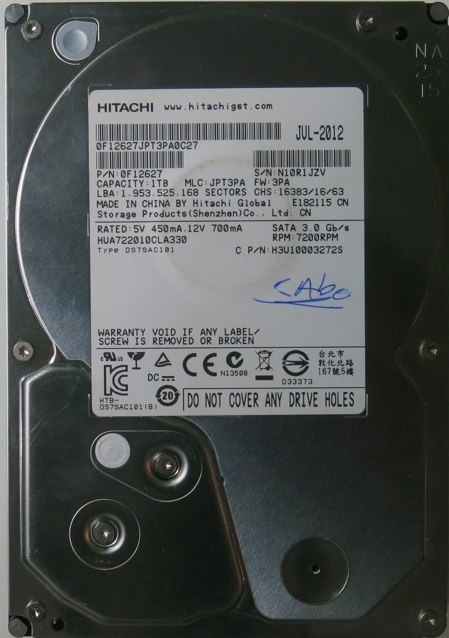 HUA722010CLA330 PCB 110-0A90188 01,  1.0TB