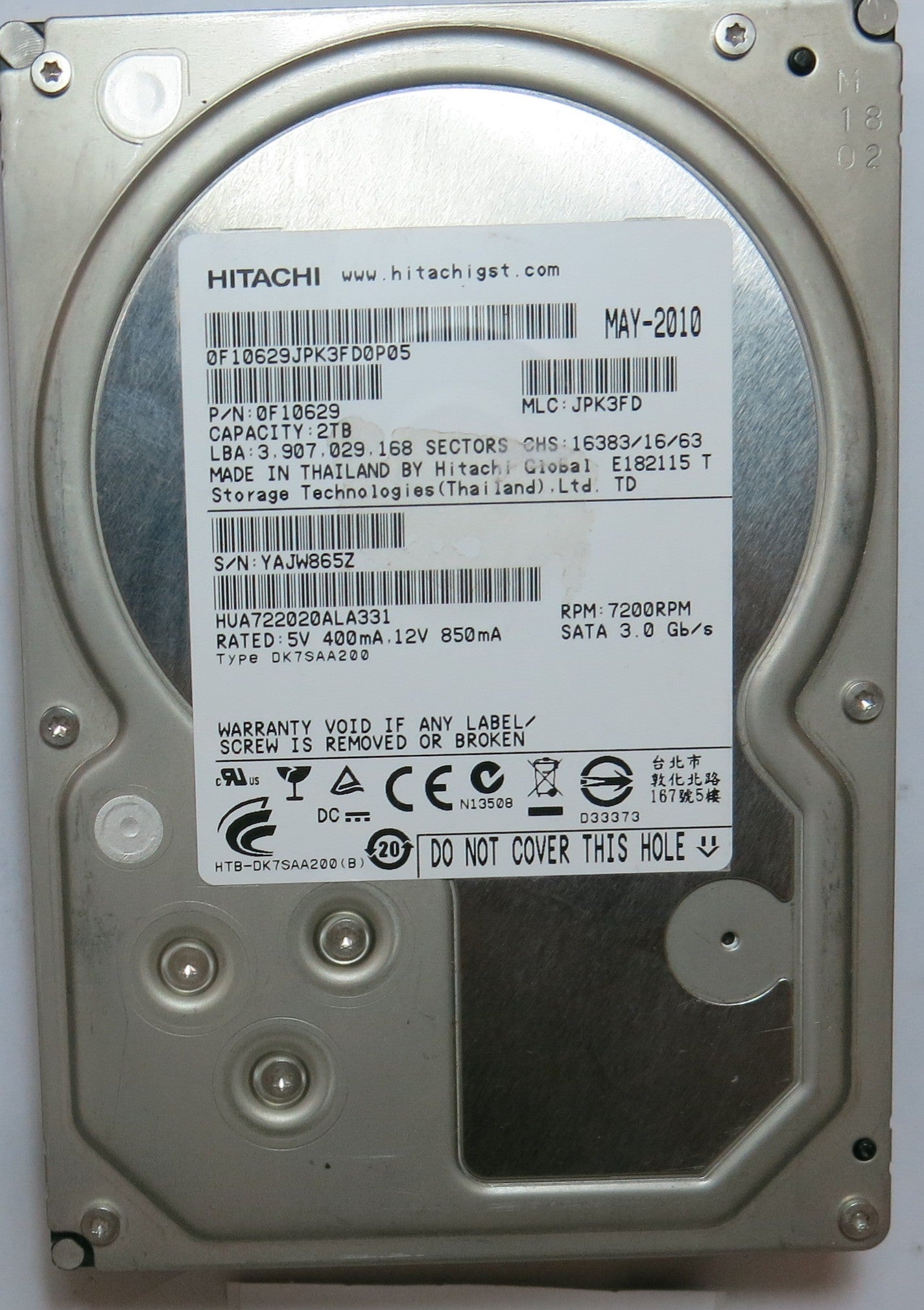 HITACHI HUA722020ALA331 PCB 110 0A90211 01,  2,TB