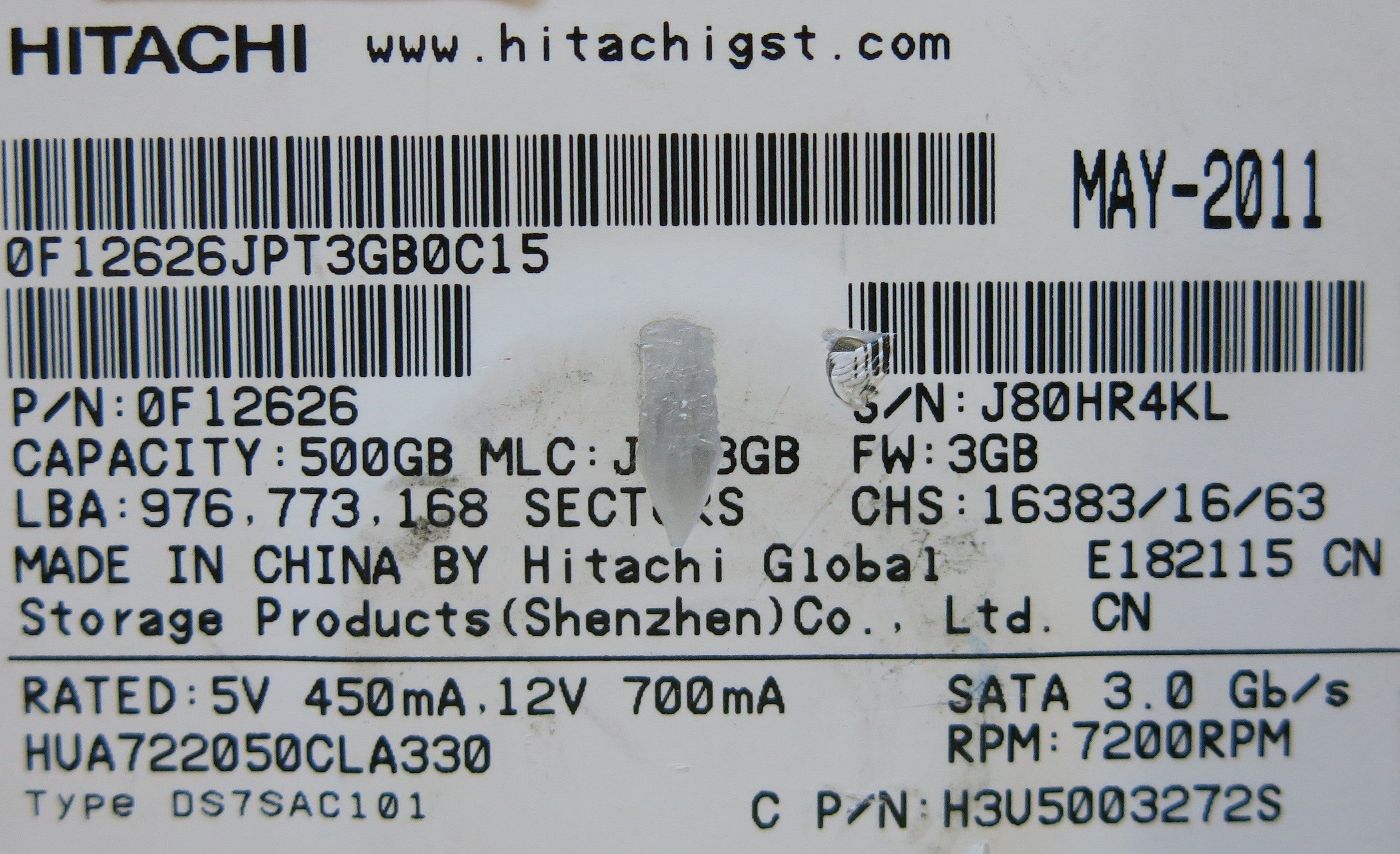 HITACHI HUA722050CLA330 110 0A90188 01 PCB