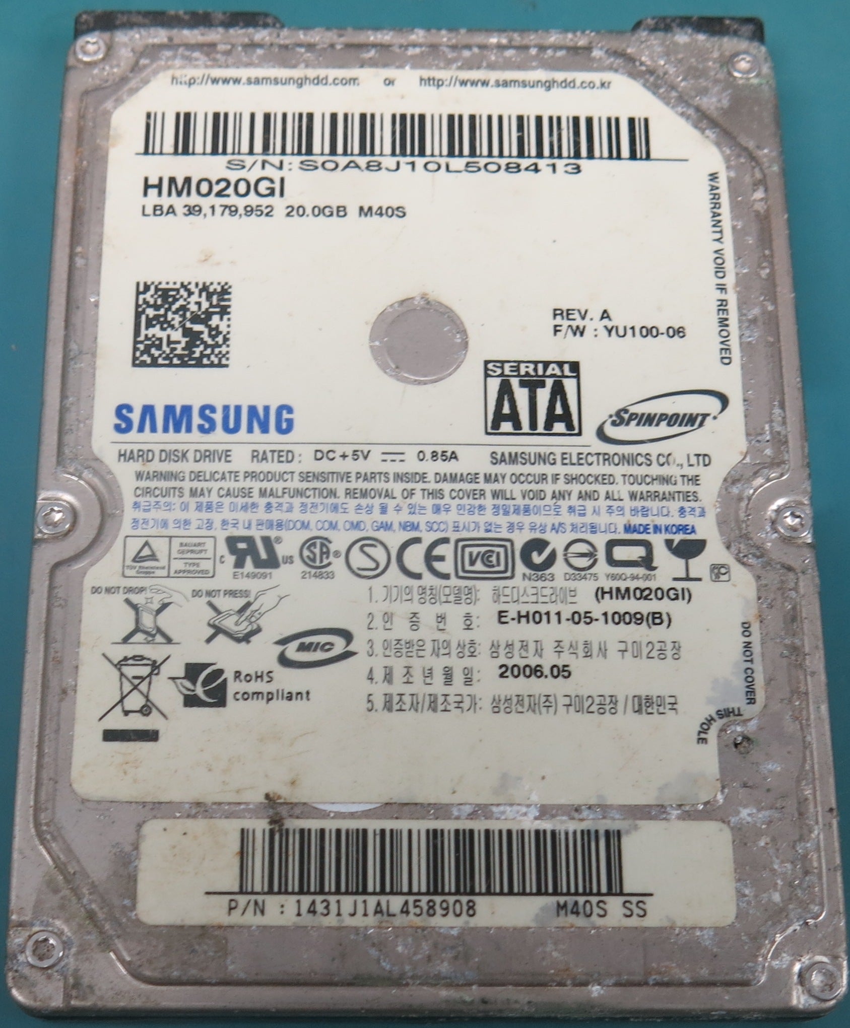 HM020GI, 20GB 2.5