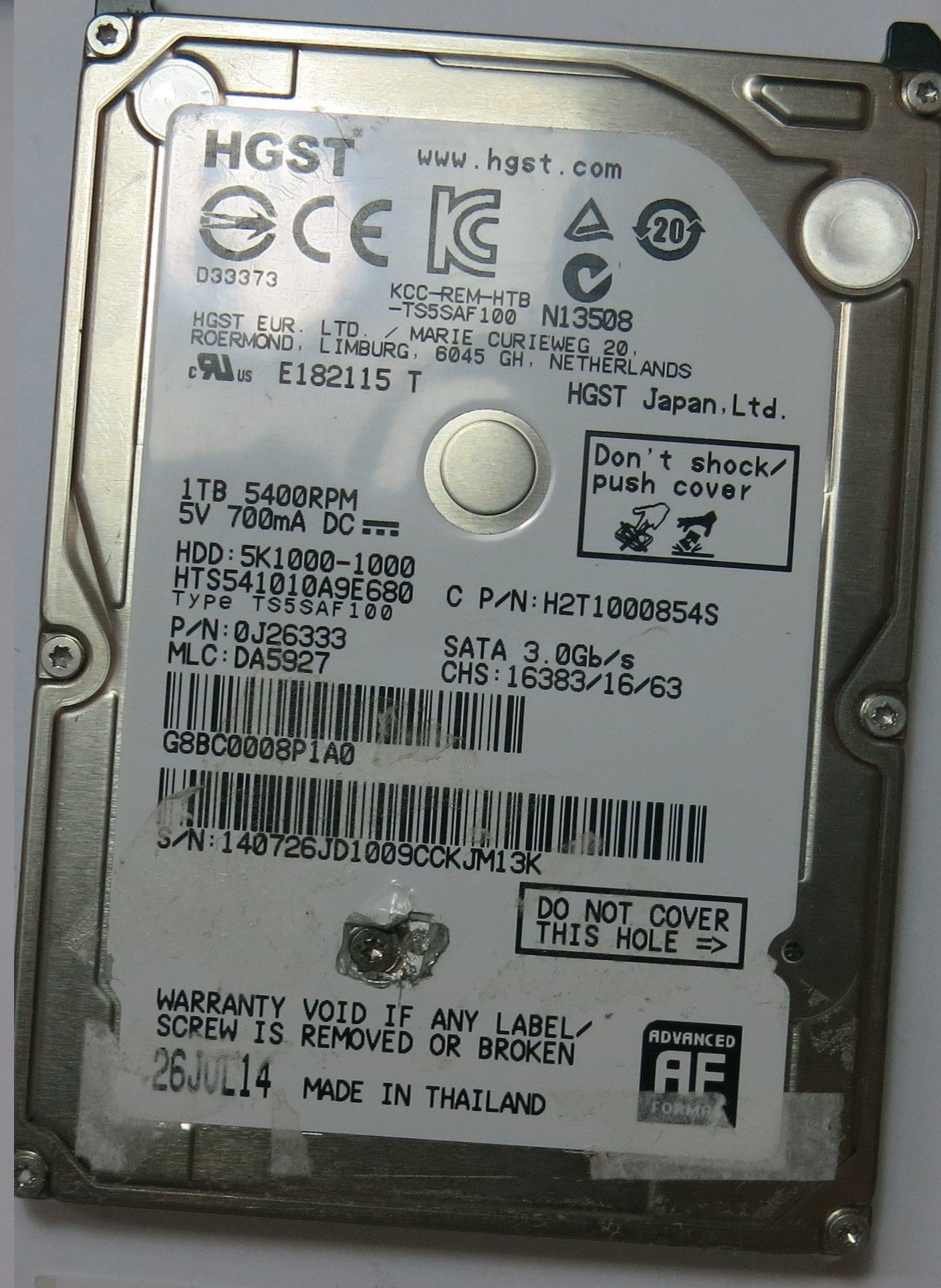 HTS541010A9E680 0L26333 MLC  220 0A90351 01 PCB