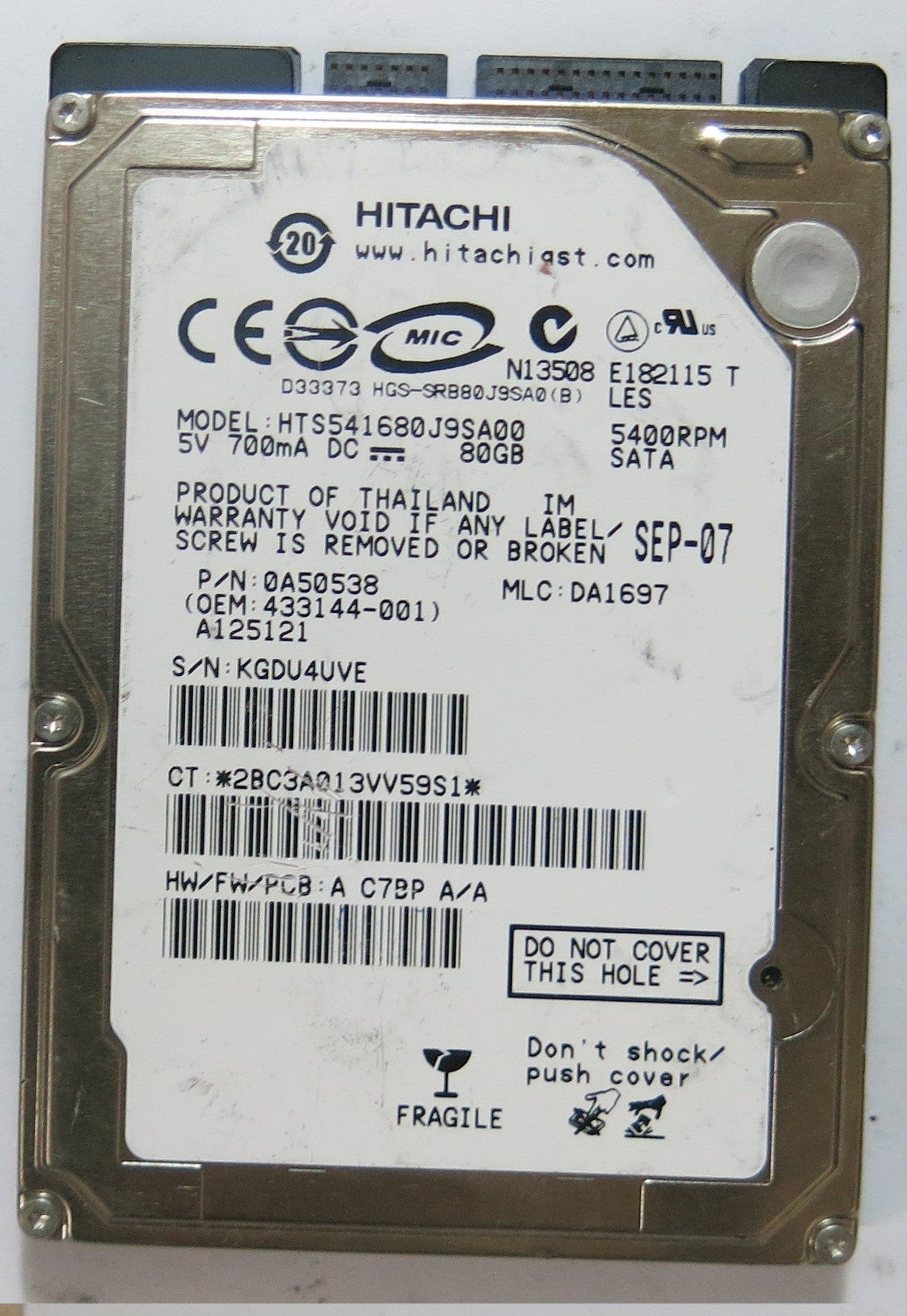 HTS541680J9SA00 PCB 220 0A28613 01  80GB