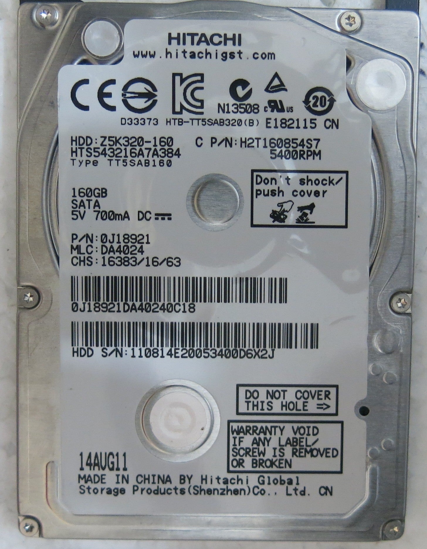 HTS543216A7A384 PN 0J18921 MLC DA4024 220 0A90269 01 PCB