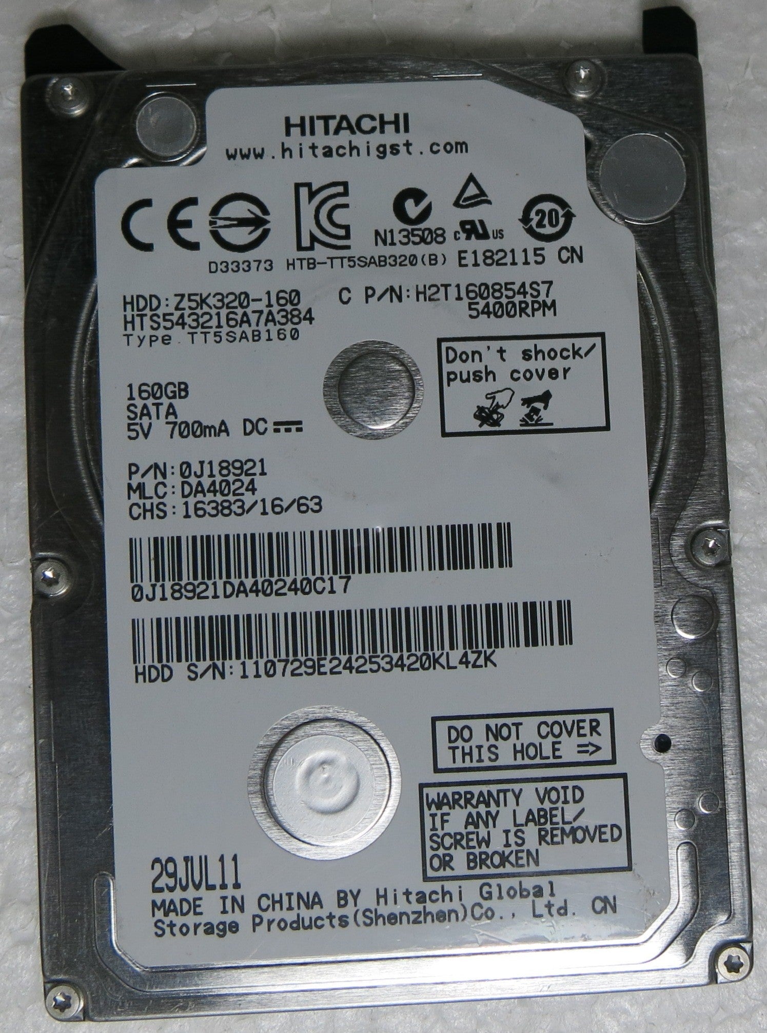 HTS543216A7A384 PN 0J18921 MLC DA4024 220 0A90269 01 PCB