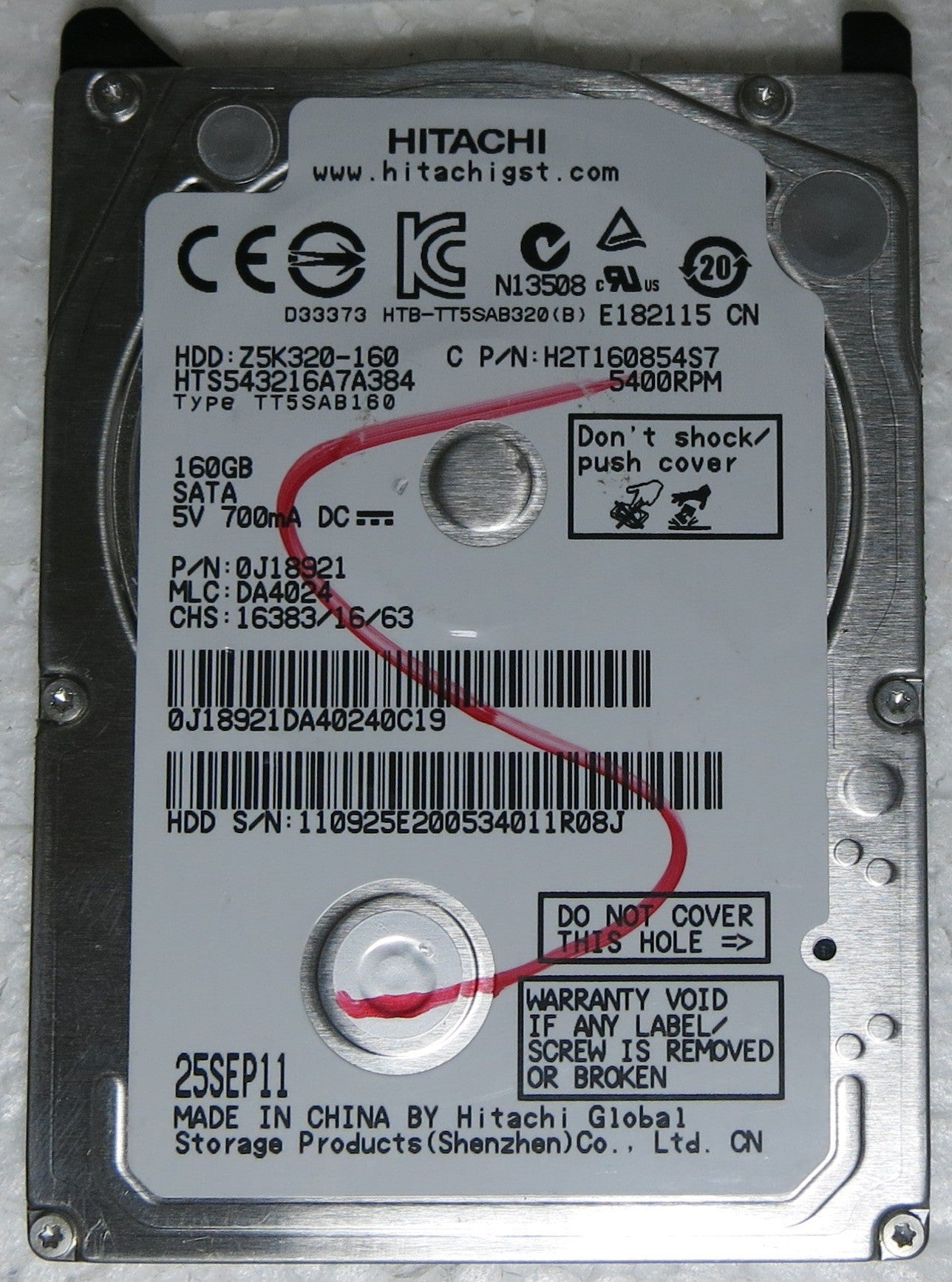 HTS543216A7A384 PN 0J18921 MLC DA4024 220 0A90269 01 PCB