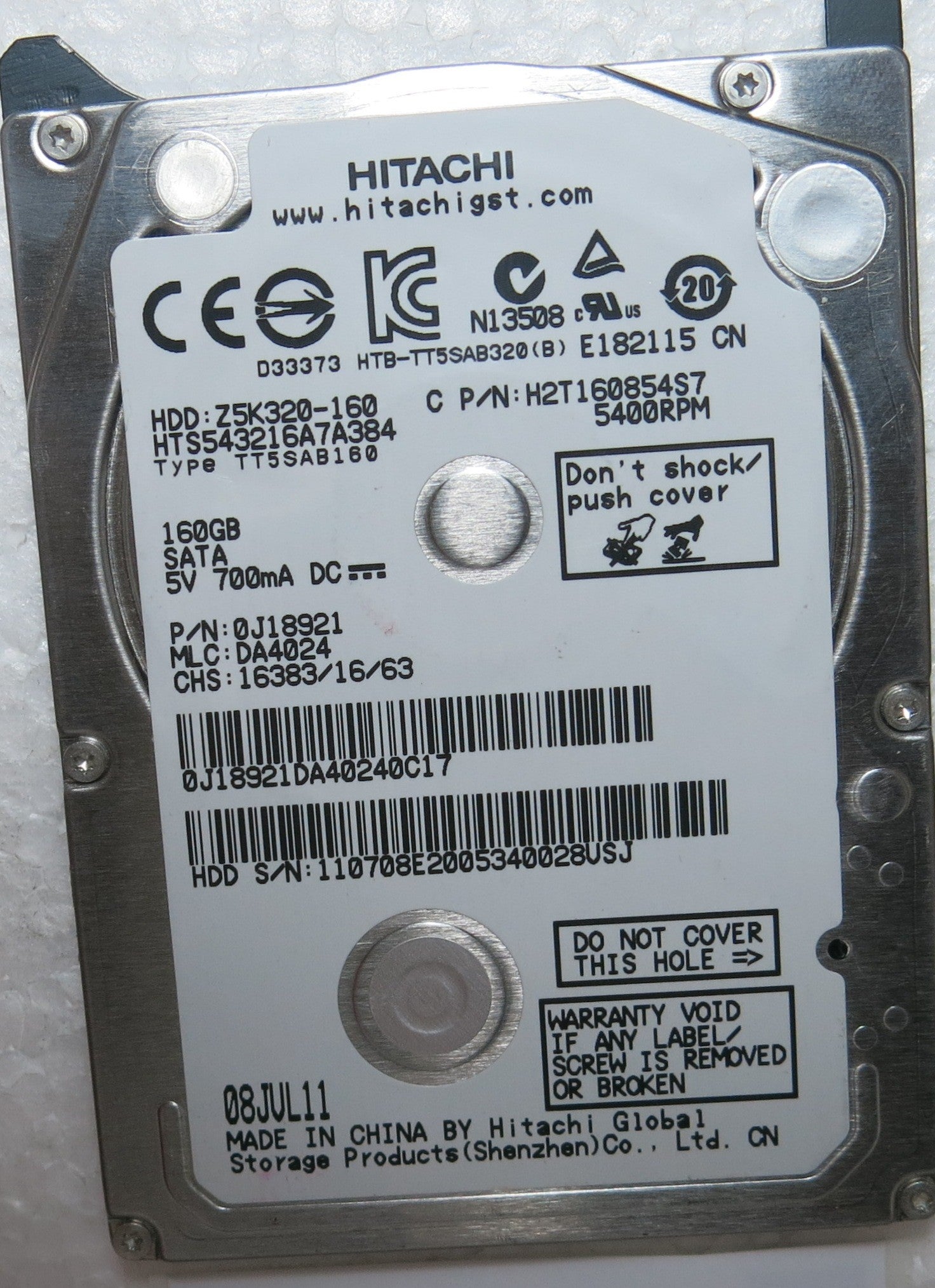 HTS543216A7A384 PN 0J18921 MLC DA4024 220 0A90269 01 PCB