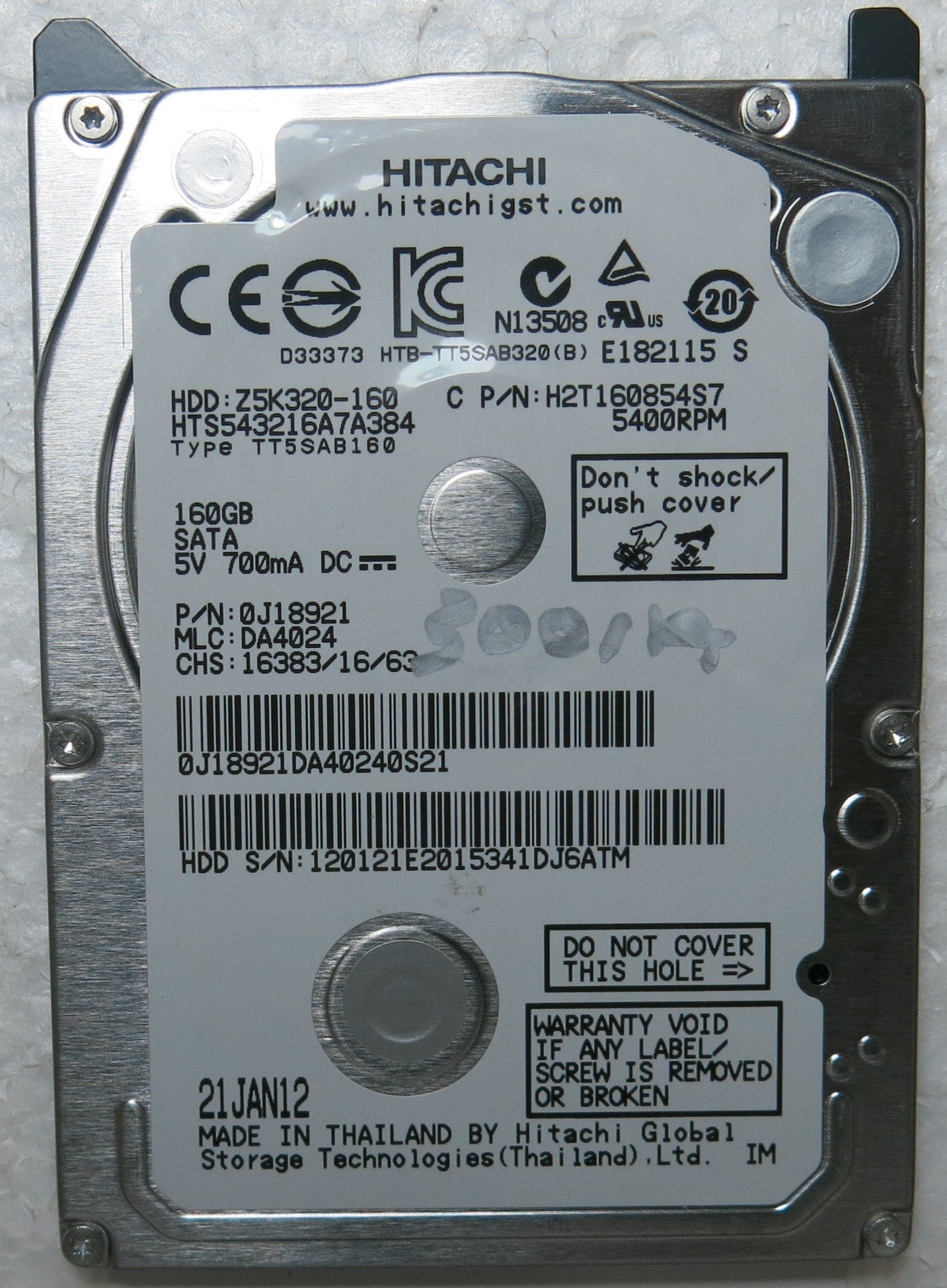 HTS543216A7A384 PN 0J18921 MLC DA4024 220 0A90269 01 PCB