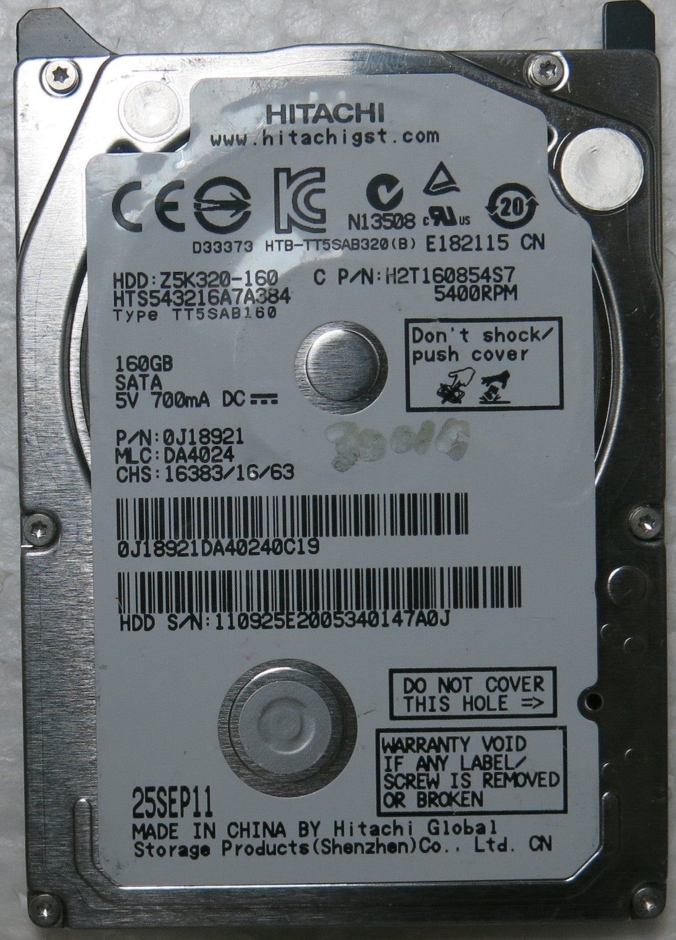 HTS543216A7A384 PN 0J18921 MLC DA4024 220 0A90269 01 PCB