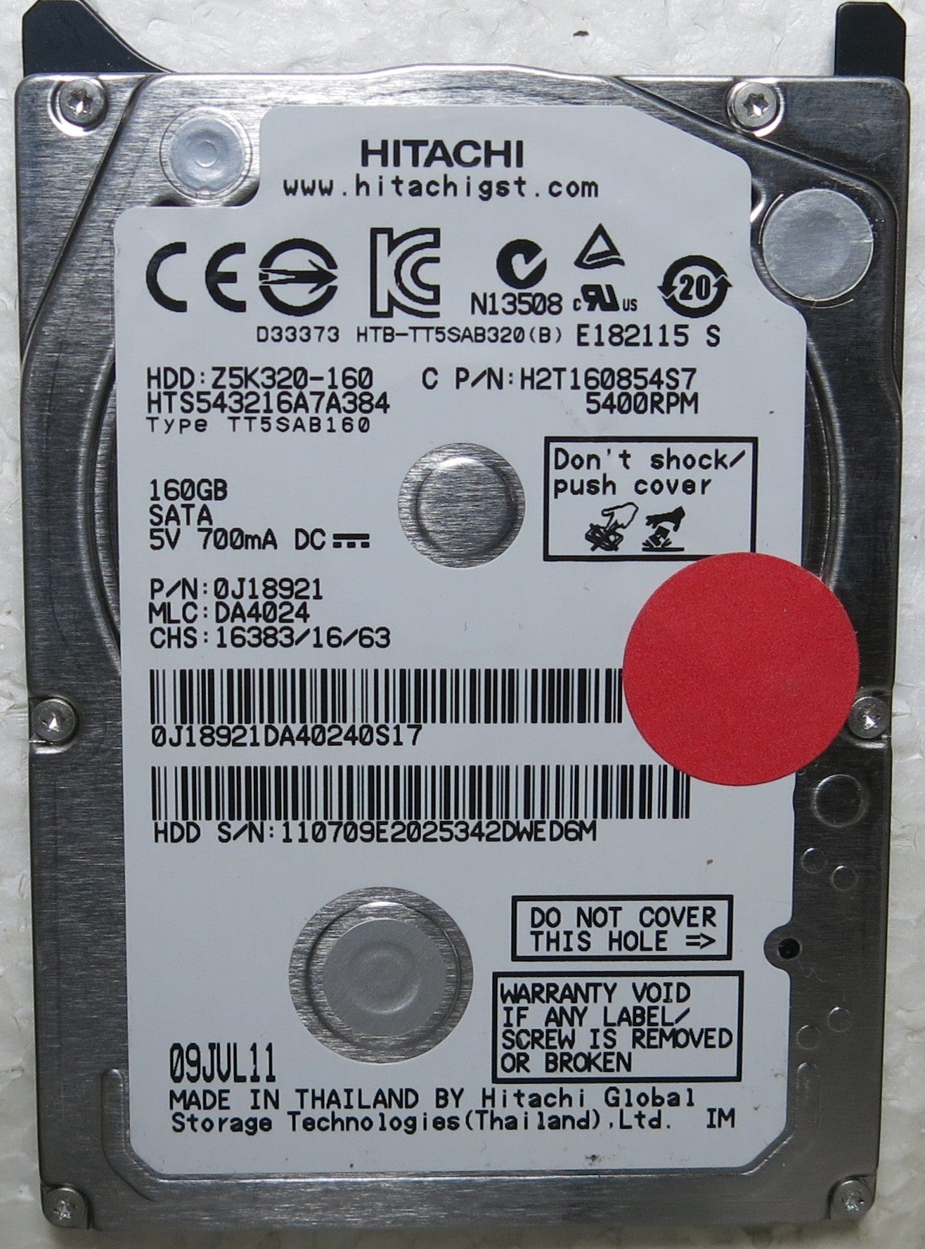 HTS543216A7A384 PN 0J18921 MLC DA4024 220 0A90269 01 PCB