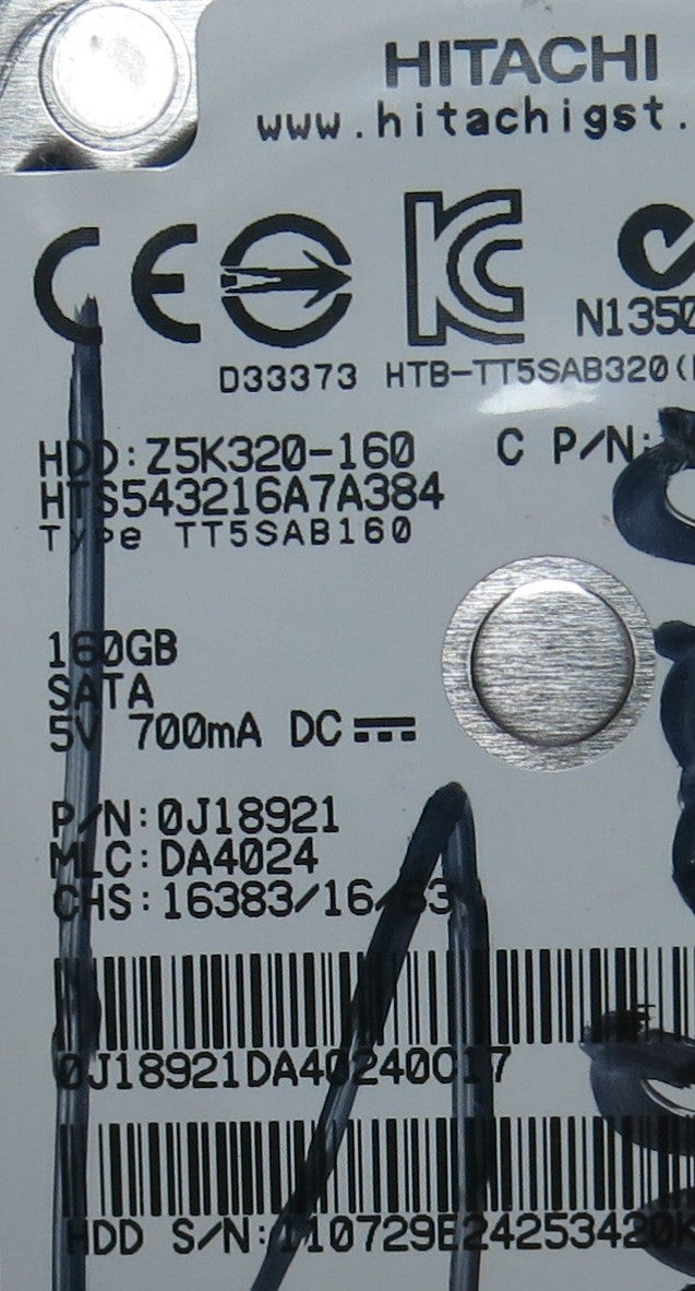 HTS543216A7A384 PN 0J18921 MLC DA4024 220 0A90269 01 PCB