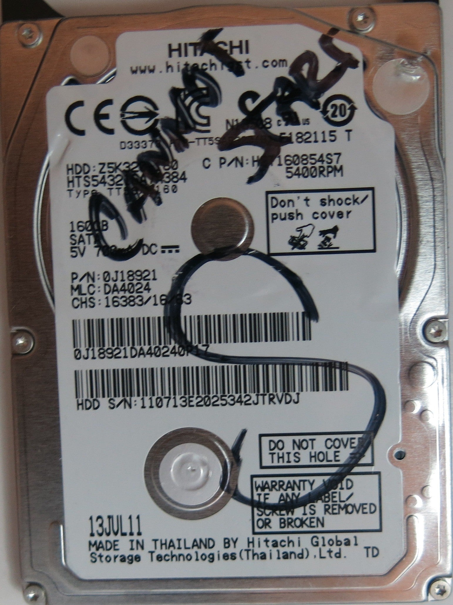 HTS543216A7A384 PN 0J18921 MLC DA4024 220 0A90269 01 PCB
