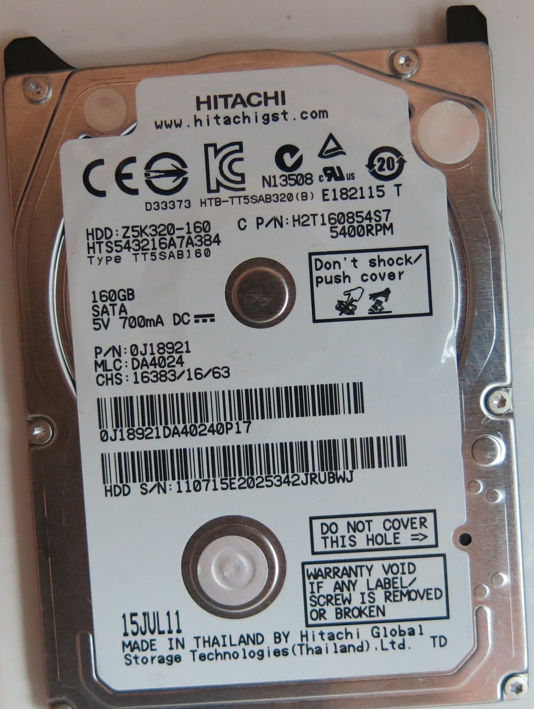 HTS543216A7A384 PN 0J18921 MLC DA4024 220 0A90269 01 PCB