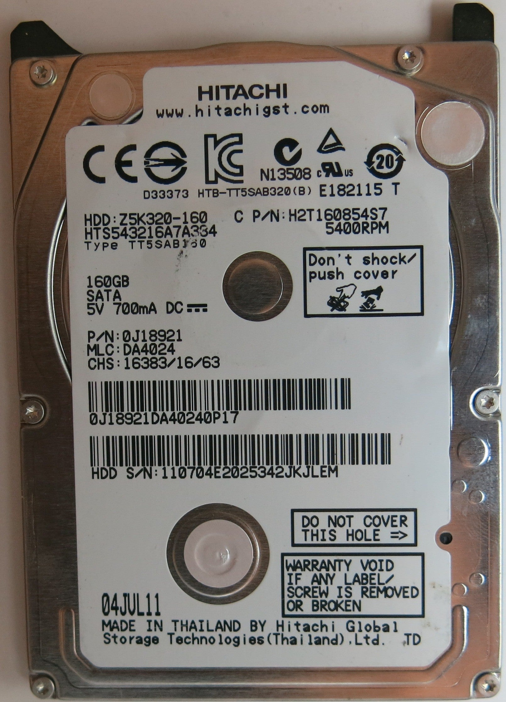 HTS543216A7A384 PN 0J18921 MLC DA4024 220 0A90269 01 PCB