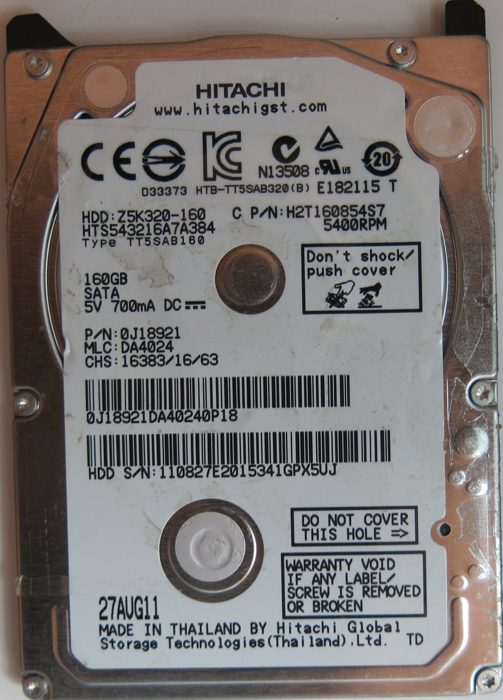 HTS543216A7A384 PN 0J18921 MLC DA4024 220 0A90269 01 PCB