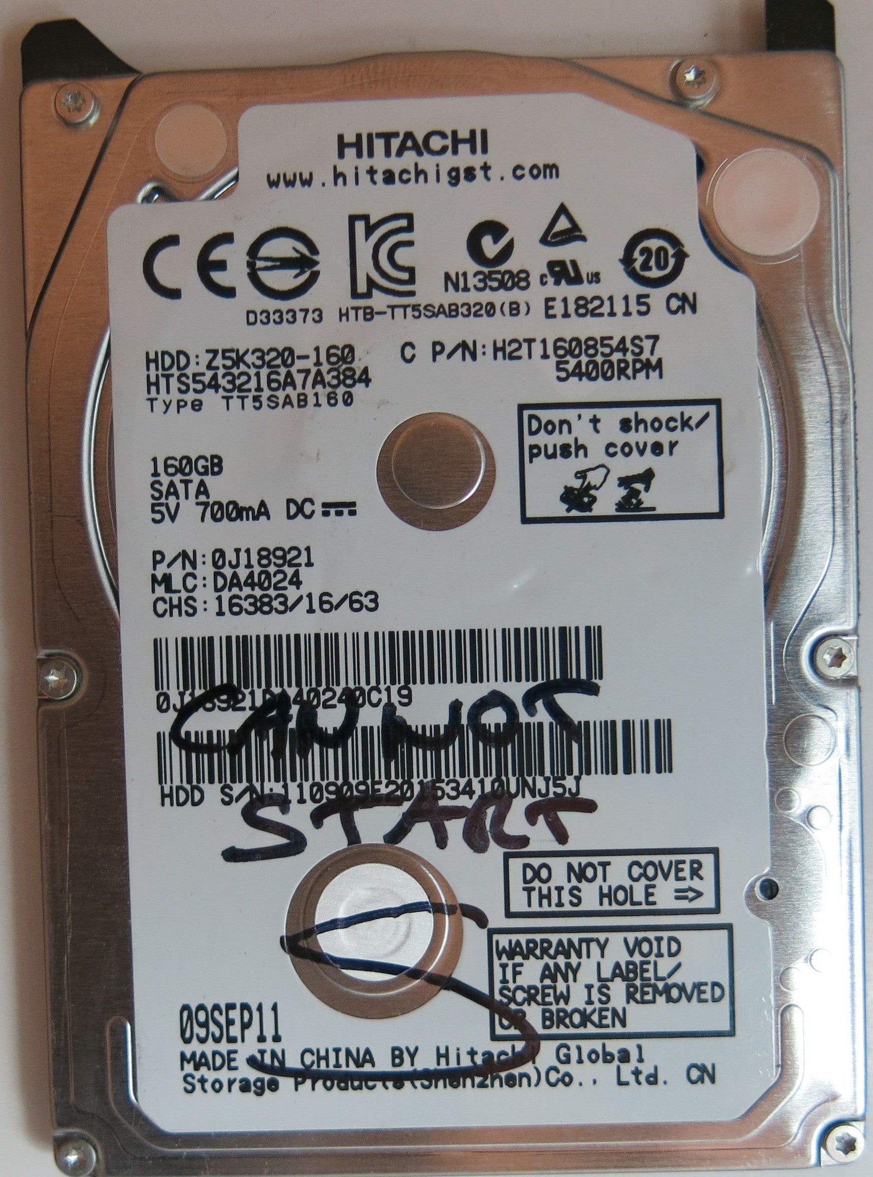HTS543216A7A384 PN 0J18921 MLC DA4024 220 0A90269 01 PCB