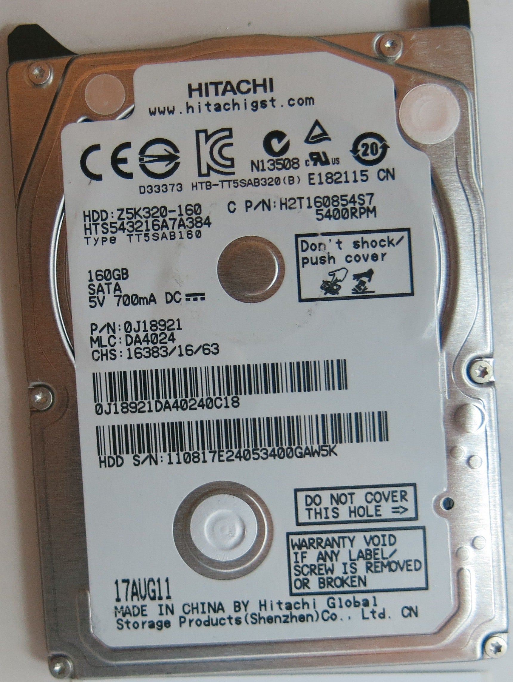 HTS543216A7A384 PN 0J18921 MLC DA4024 220 0A90269 01 PCB